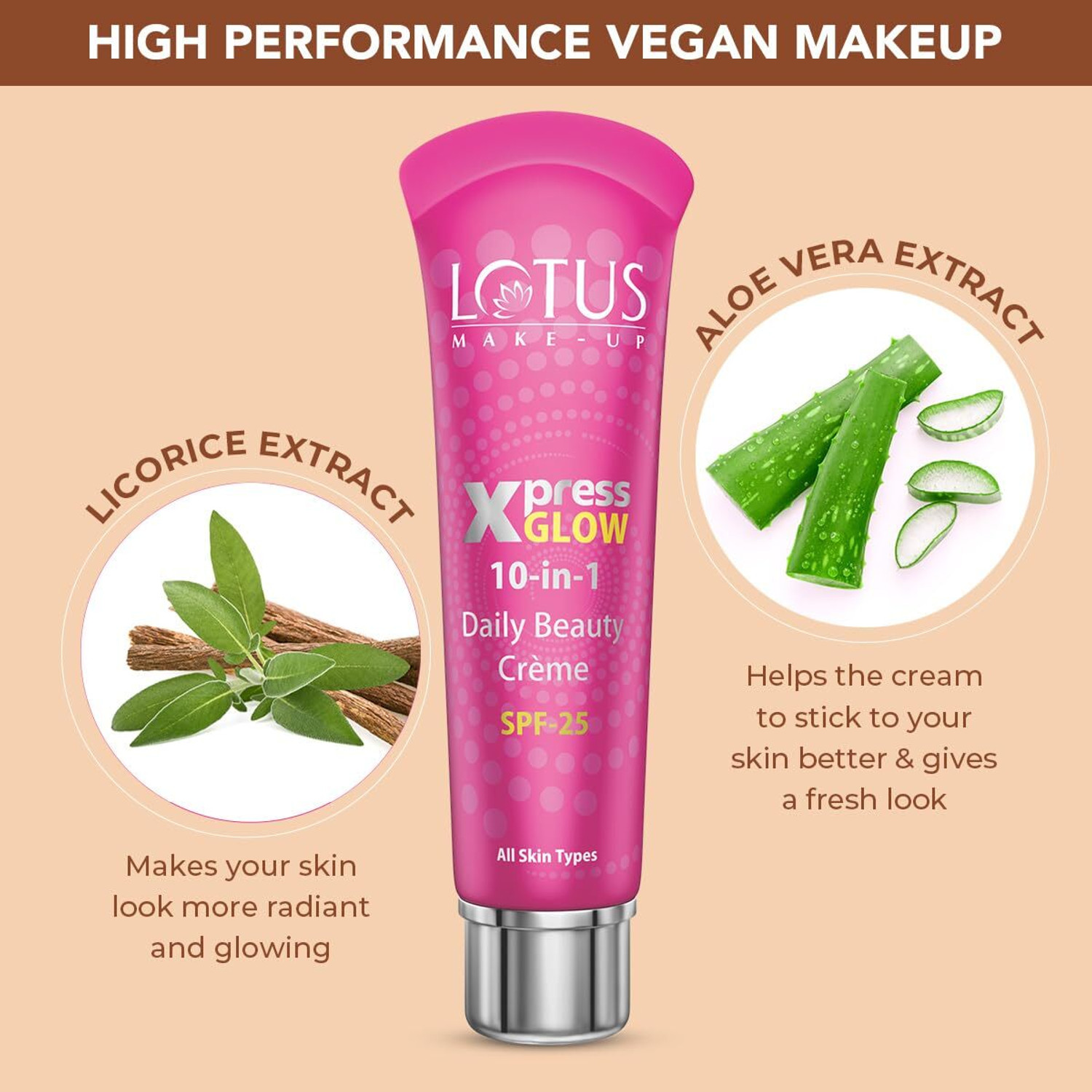 Image of LOTUS MAKE - UP XPRESSGLOW 10-in-1 DAILY BEAUTY CREME | TINTED CC CREAM SPF 25 | ALL SKIN TYPES Foundation