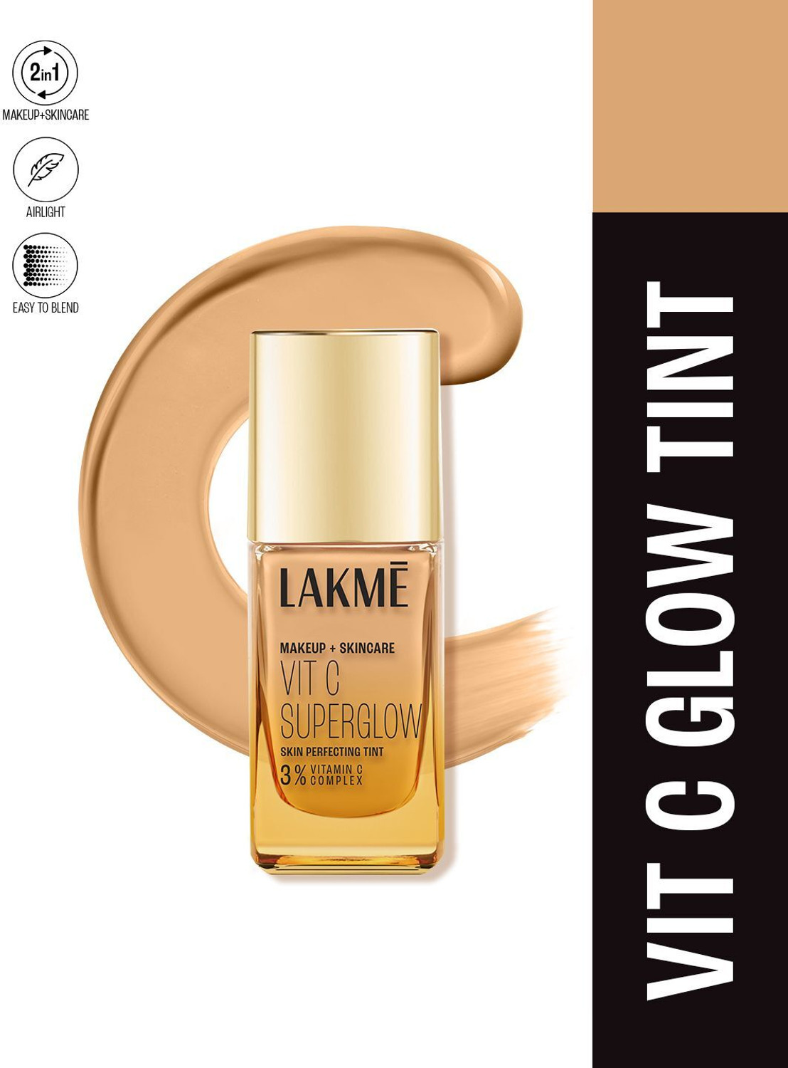 Image of Lakme VitC Srglow Skin Perfecting Tint Warm Crme W120 Foundation