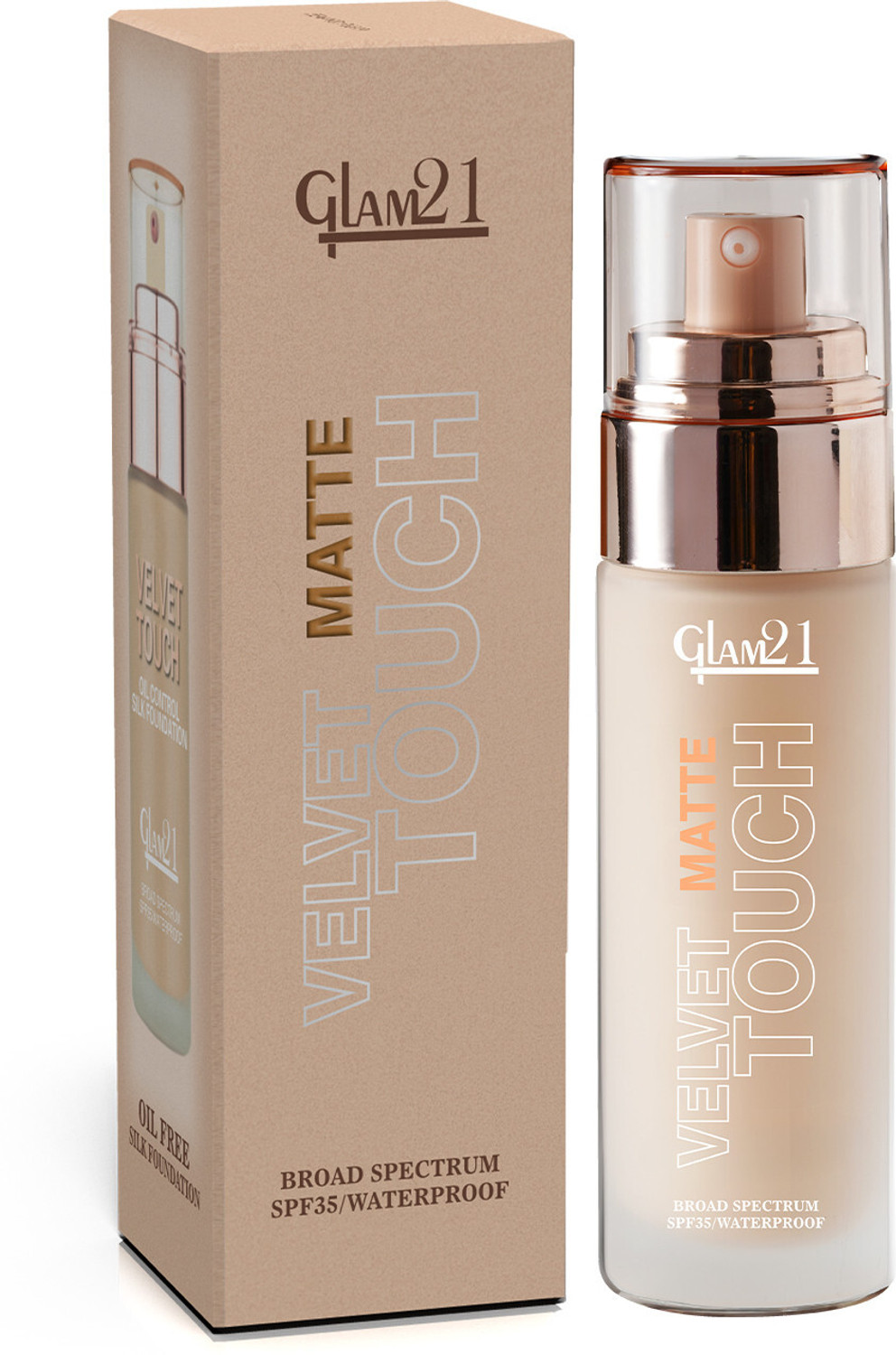 Image of Glam21 Velvet Touch High Coverage Foundation SPF35 Longlasting Matte Finish, Waterproof Foundation