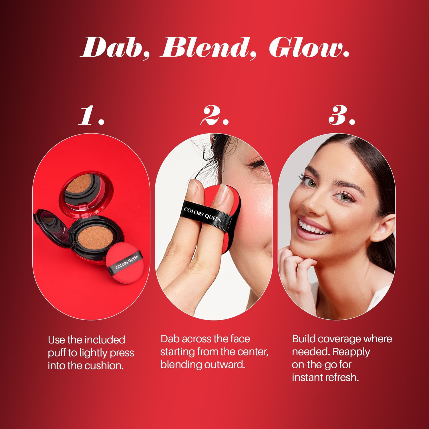 Image of COLORS QUEEN Mask Fit Red Cushion Foundation, 72Hrs Long Lasting, Satin Finish, Full Coverage Foundation