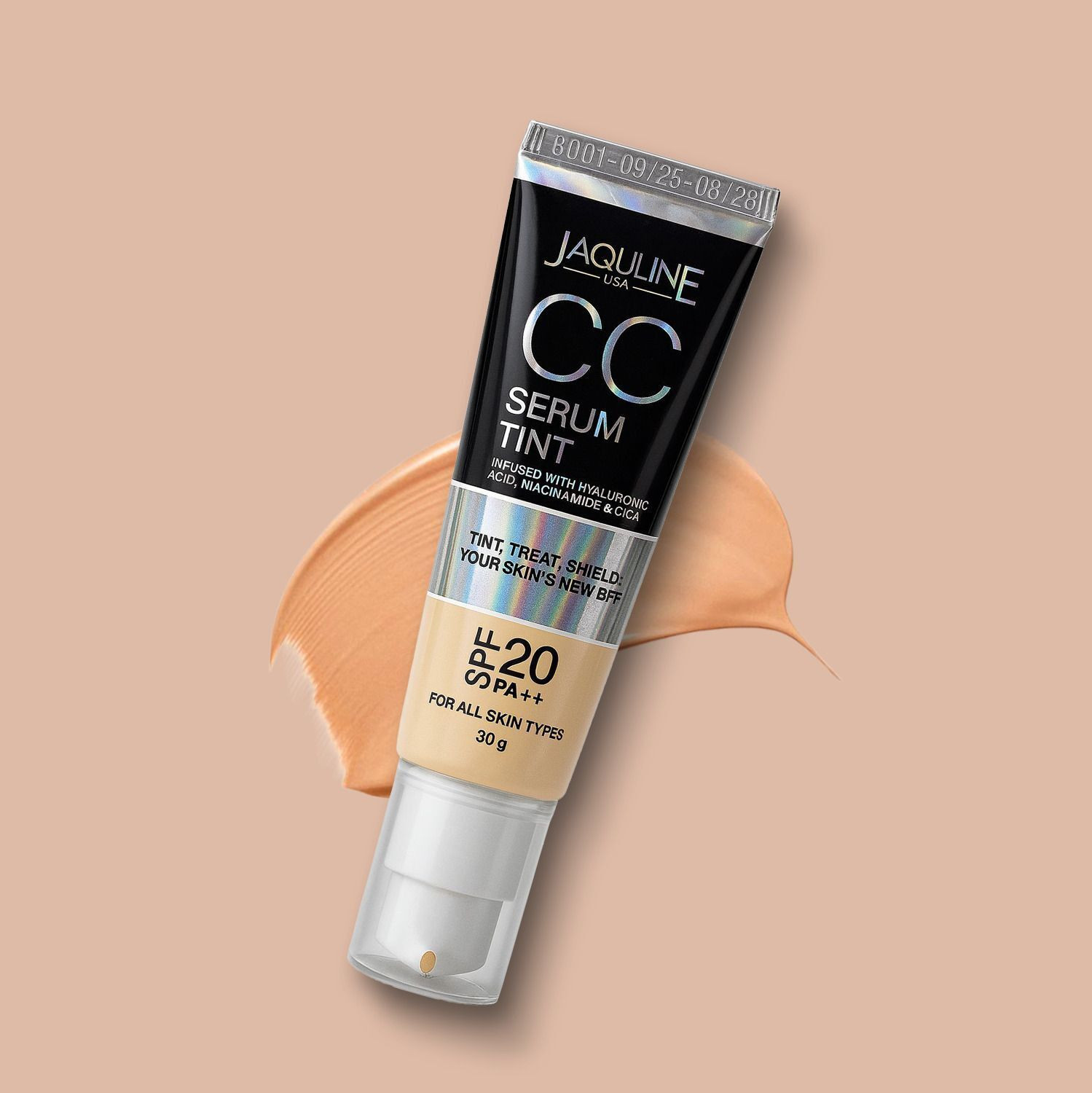 Image of JAQULINE USA CC Serum Tint With Niacinamide Hyaluronic Acid Hydrating SPF Smooths Brighten Foundation