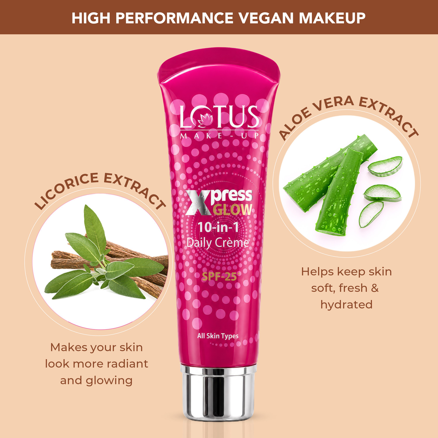 Image of LOTUS MAKE - UP XPRESSGLOW 10-in-1 DAILY BEAUTY CREME | TINTED CC CREAM SPF 25 | ALL SKIN TYPES Foundation