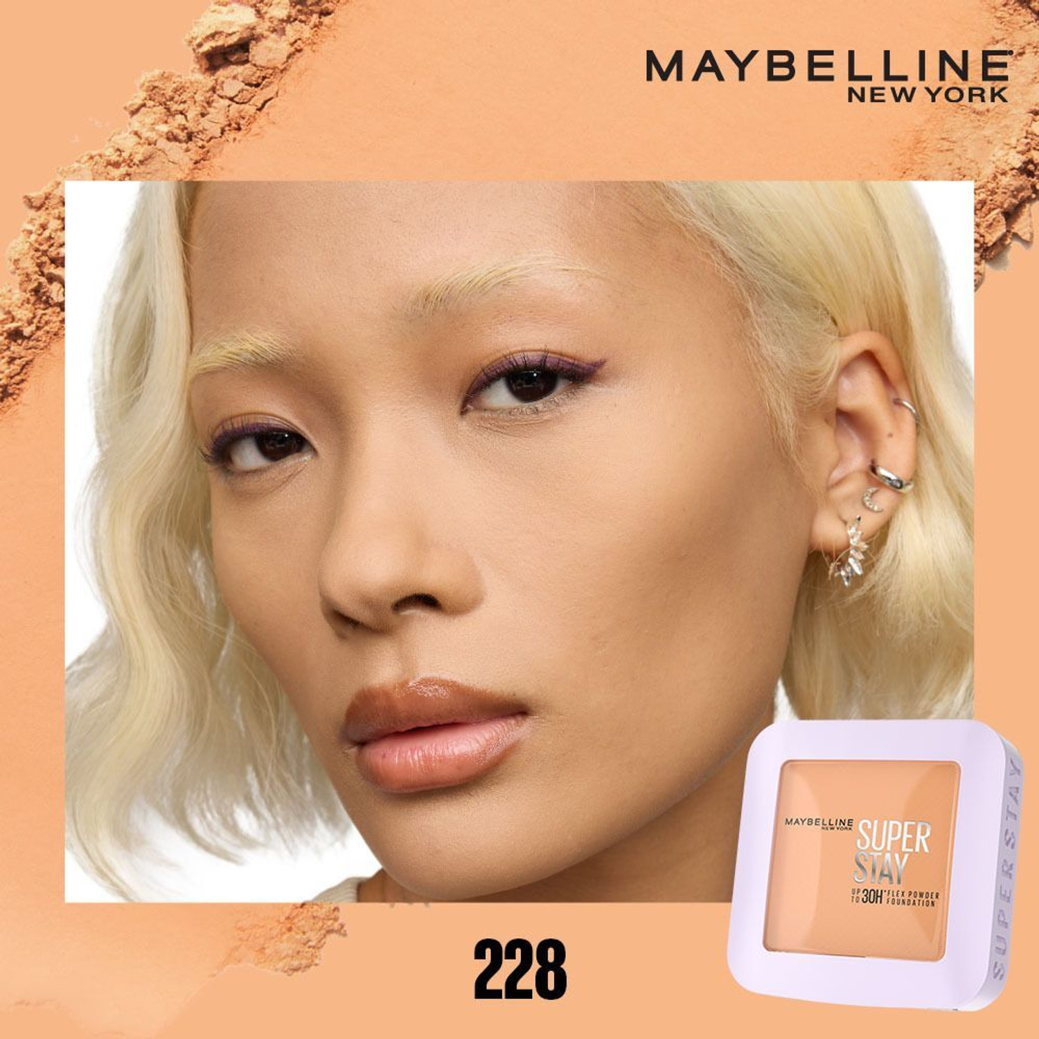 Image of MAYBELLINE NEW YORK Super Stay Flex Powder Compact, 228, 30H Full Cover, for Oily Skin Foundation