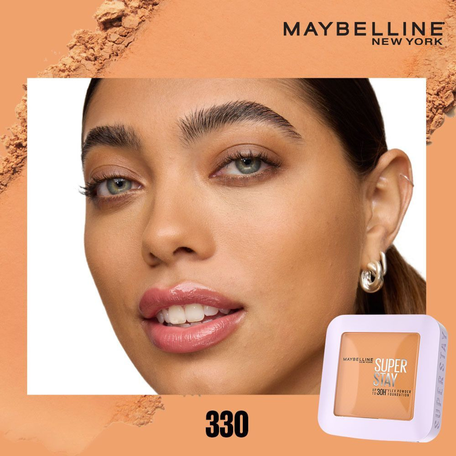 Image of MAYBELLINE NEW YORK Super Stay Flex Powder Compact, 330, 30H Full Cover, for Oily Skin Foundation