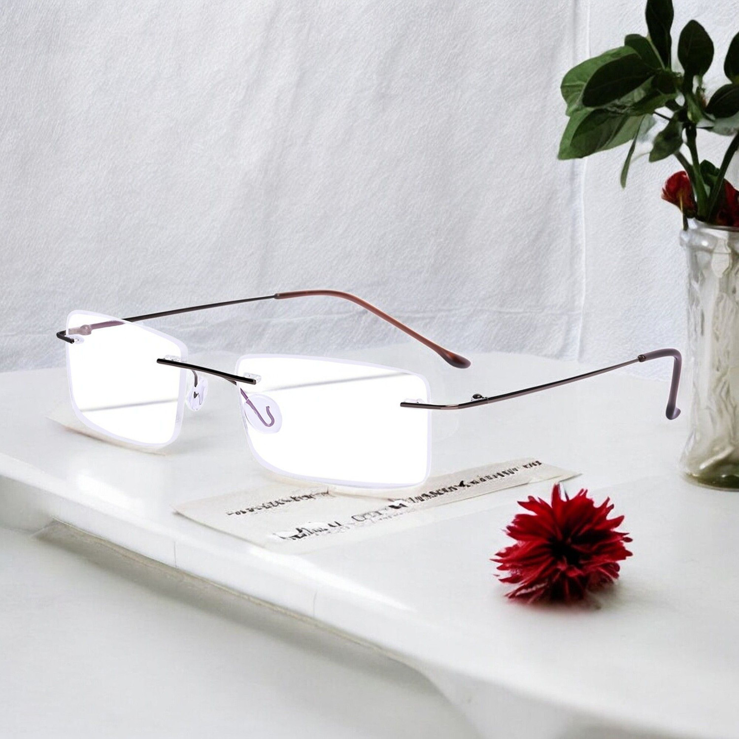 Image of Redex Rimless (+1.25) Rectangle Reading Glass For Men & Women (20 mm)