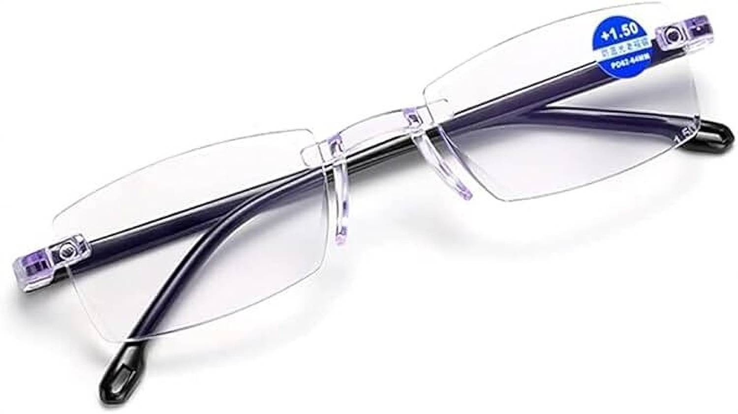 Elyvo Rimless Rectangle Reading Glasses +1.00 Blue - Image 3