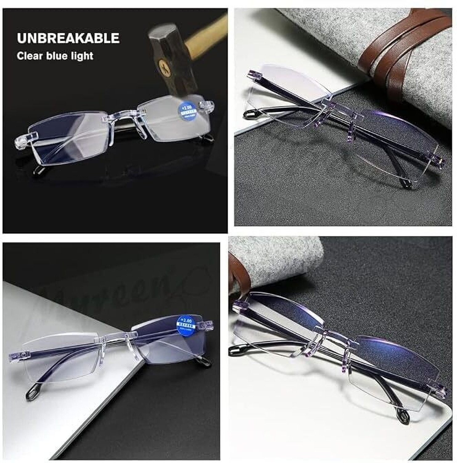 Image of Elyvo Rimless (+1.00) Rectangle Reading Glasses