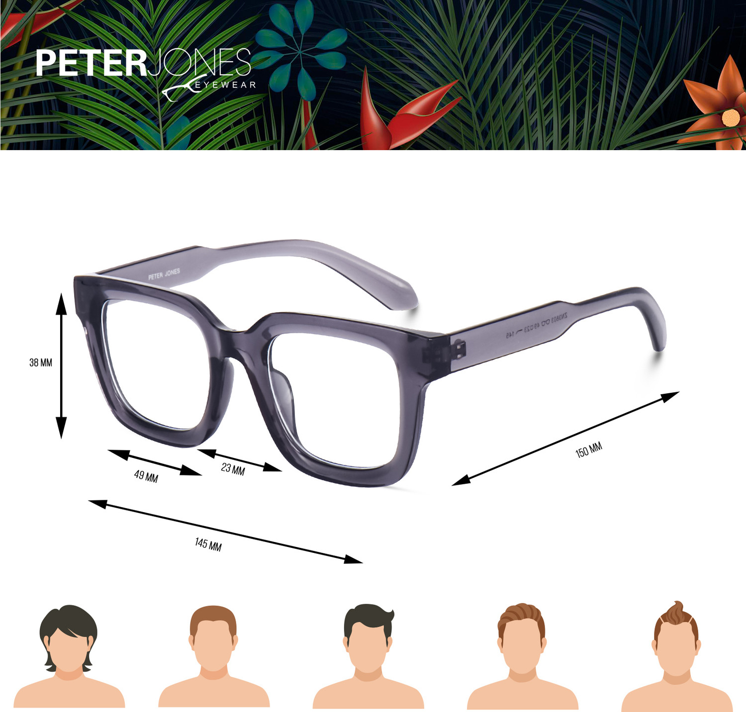Image of PETER JONES Full Rim Square Frame
