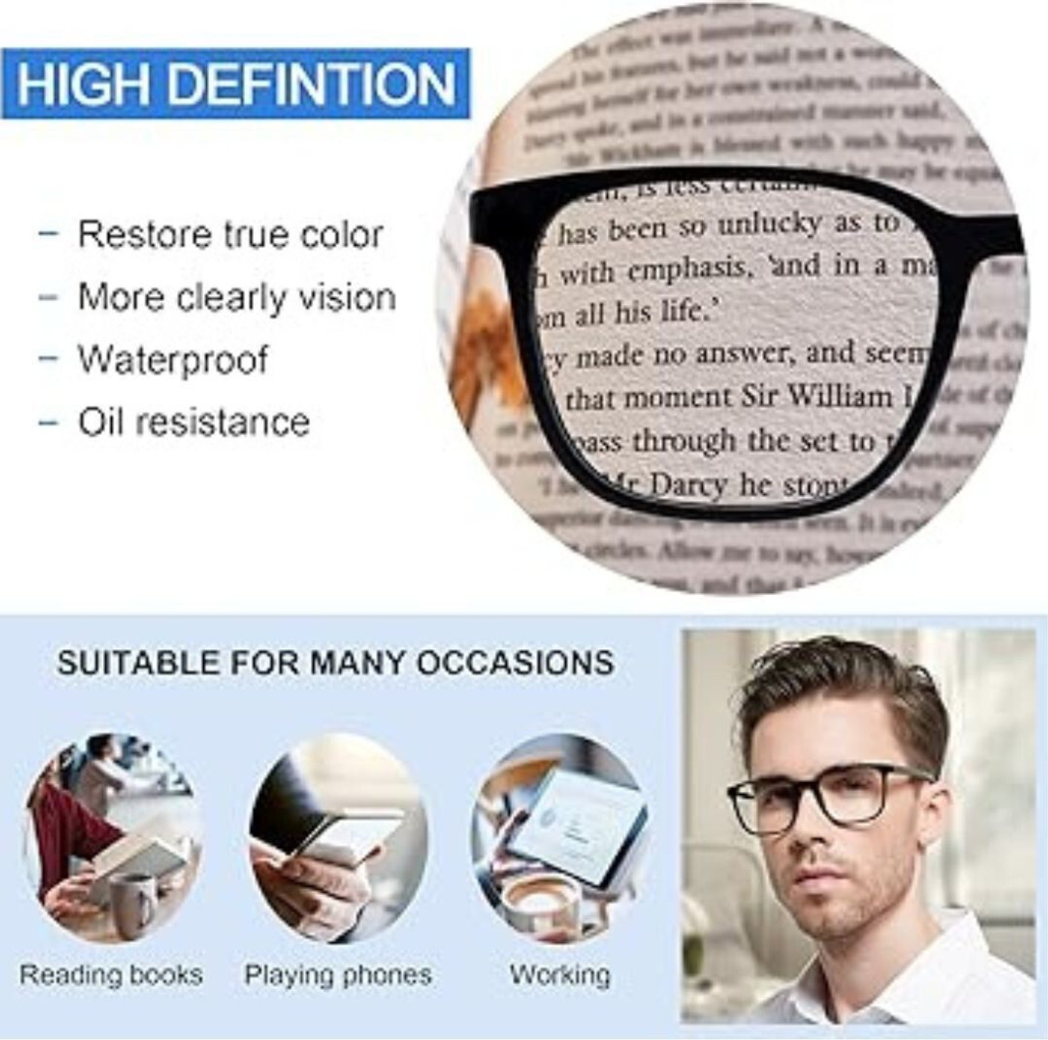 Image of Redex Rimless (+1.25) Rectangle Reading Glass For Men & Women (20 mm)