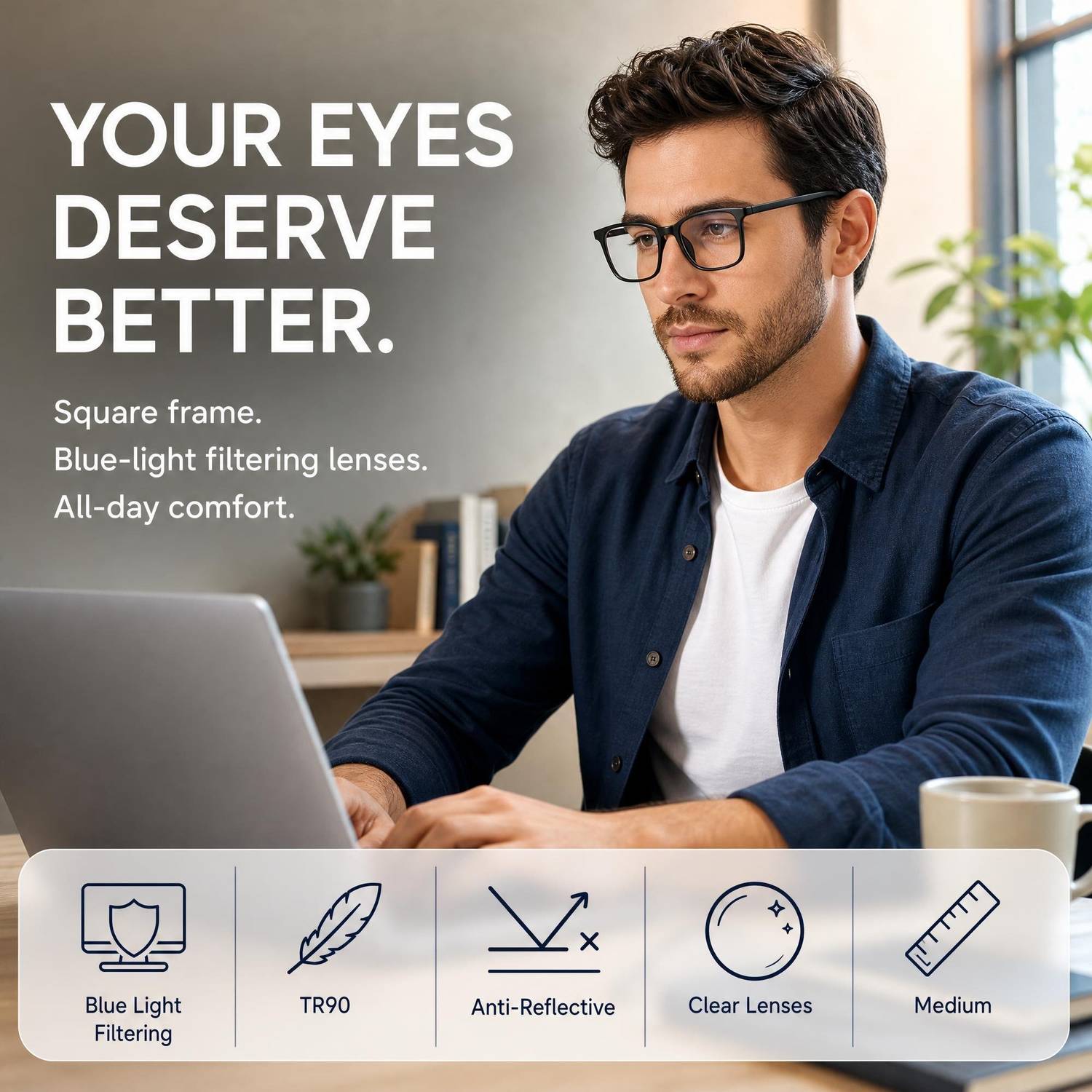 Lenskart Blu Full Rim Square Frame Glasses - Image 3