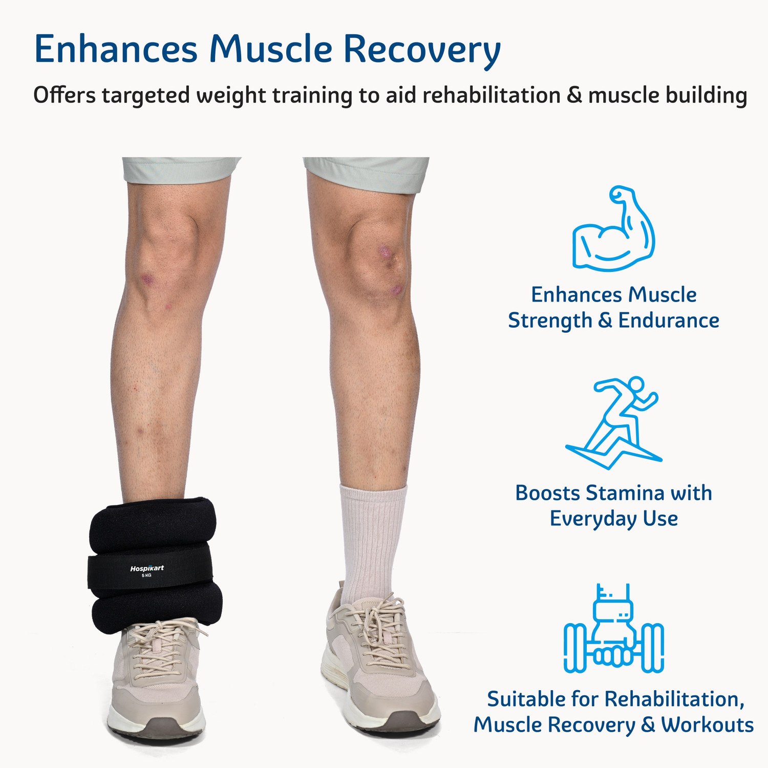 Image of HOSPIKART Weight Cuff for Strength Gain, Physiotherapy & Rehabilitation Black Ankle & Wrist Weight