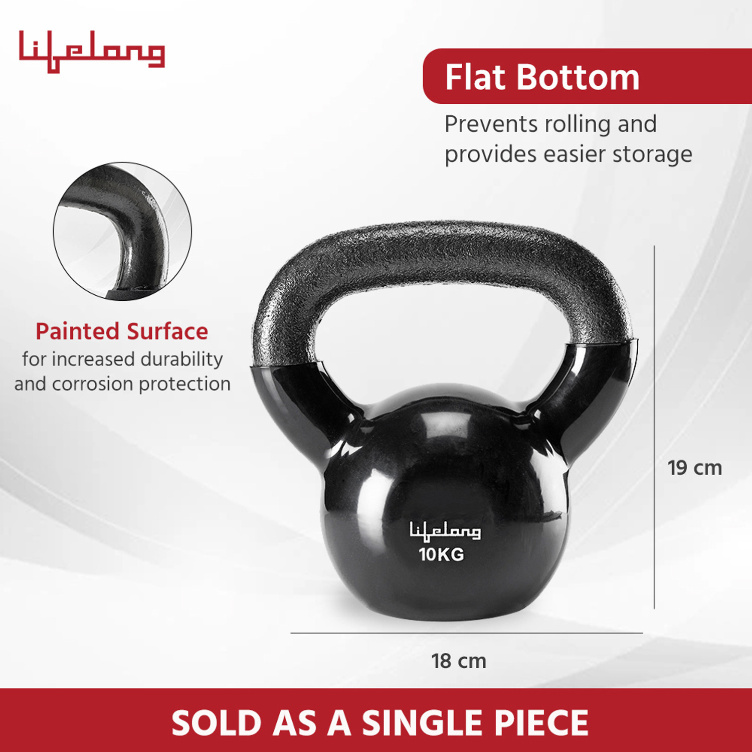 Image of Lifelong Vinyl Cast Iron Kettlebell Black Kettlebell
