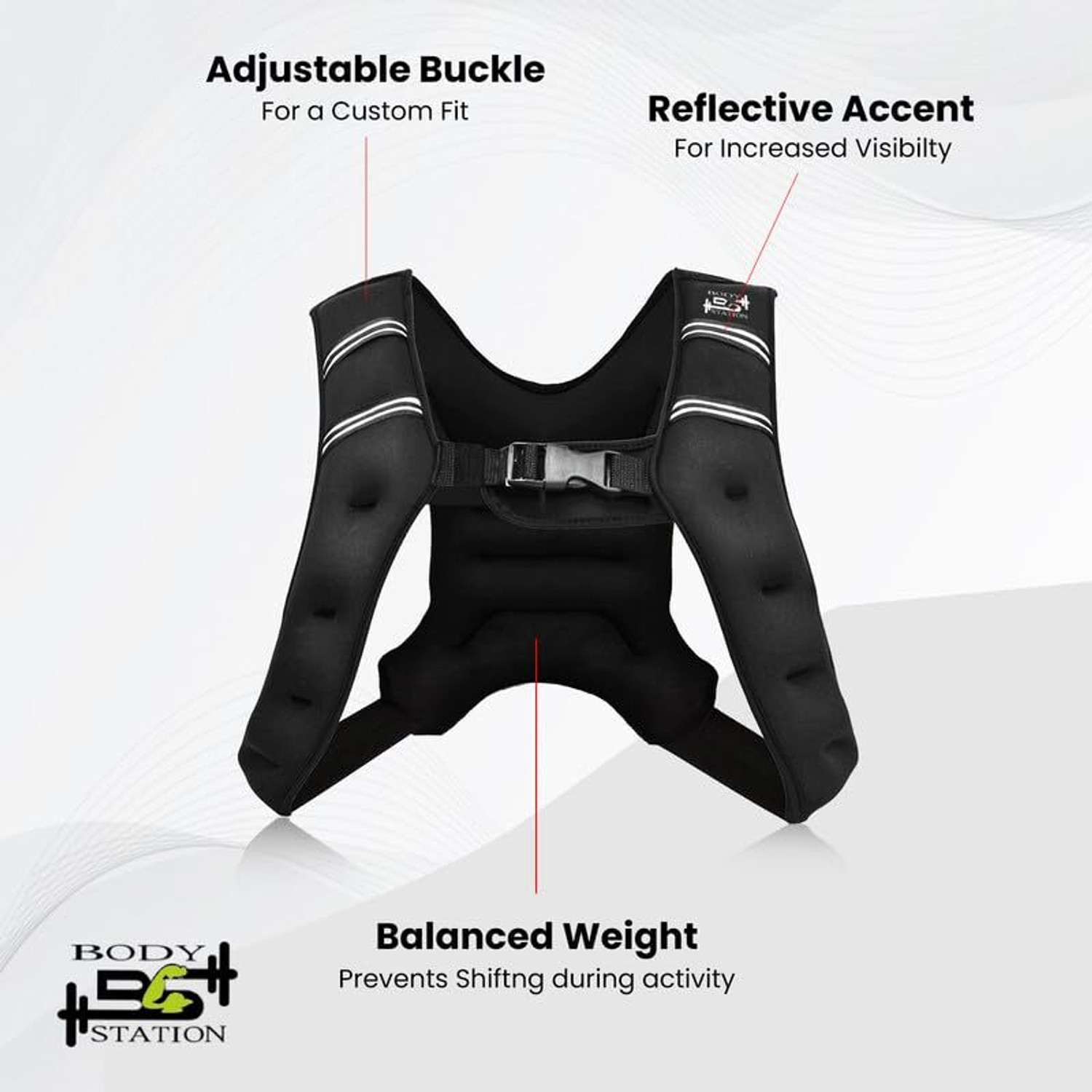 Image of Bodystation Neoprene Weighted Vest Black Weight Vest (5 kg)