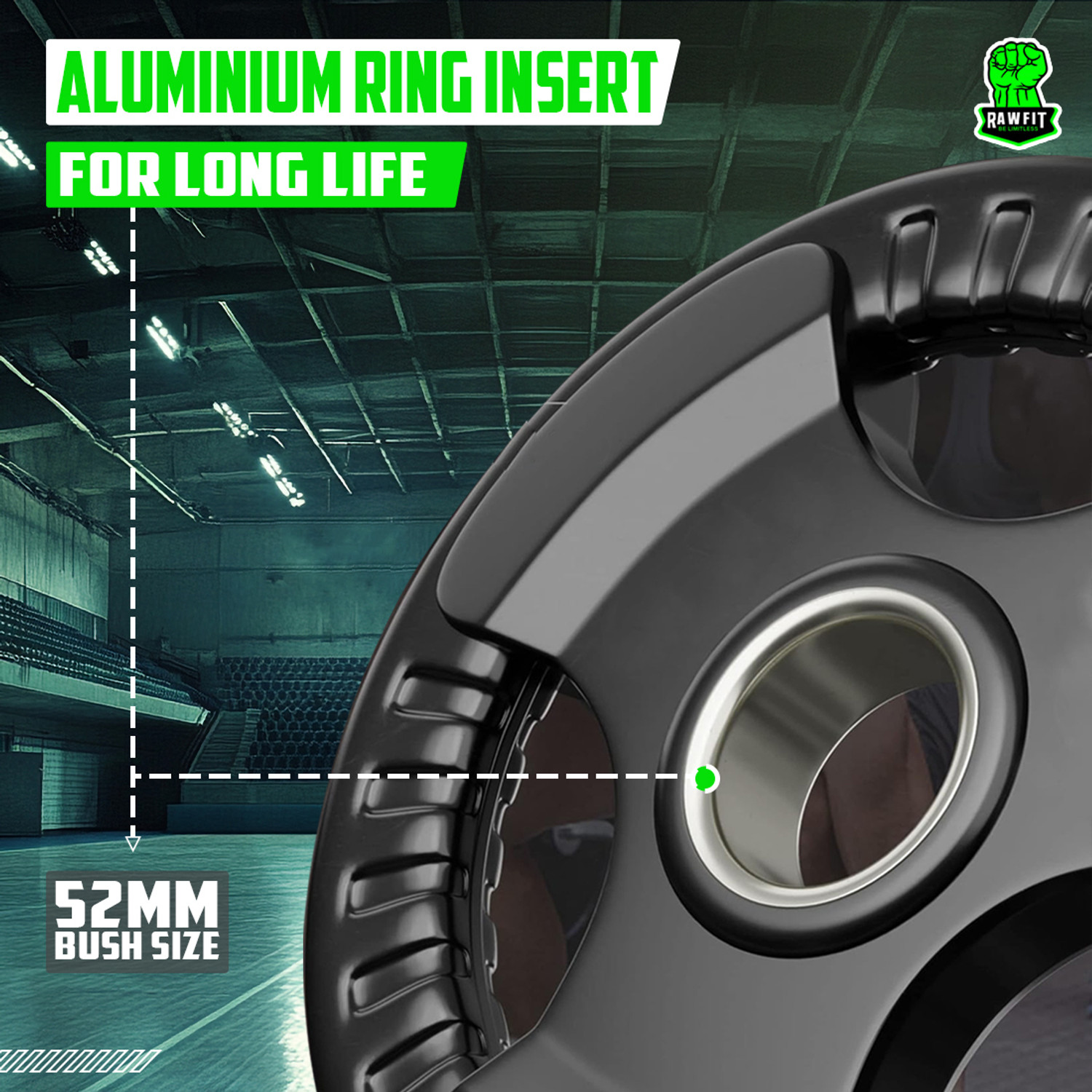 Image of RAWFIT Finger Weight Plates - 15Kgx2 Rubber Coated for Home Gym, Dumbbells, Exercise Black Weight Plate