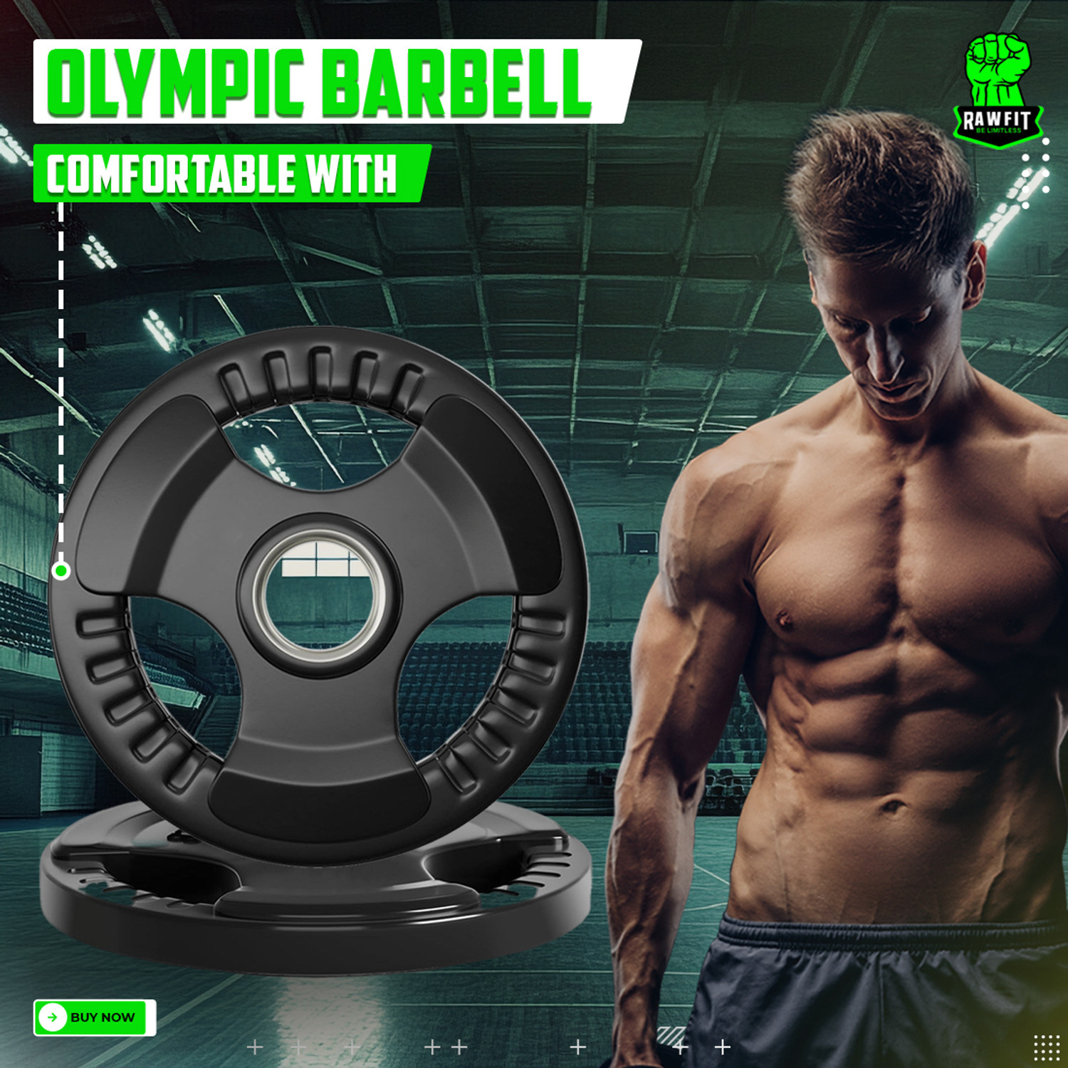 Image of RAWFIT Finger Weight Plates - 15Kgx2 Rubber Coated for Home Gym, Dumbbells, Exercise Black Weight Plate