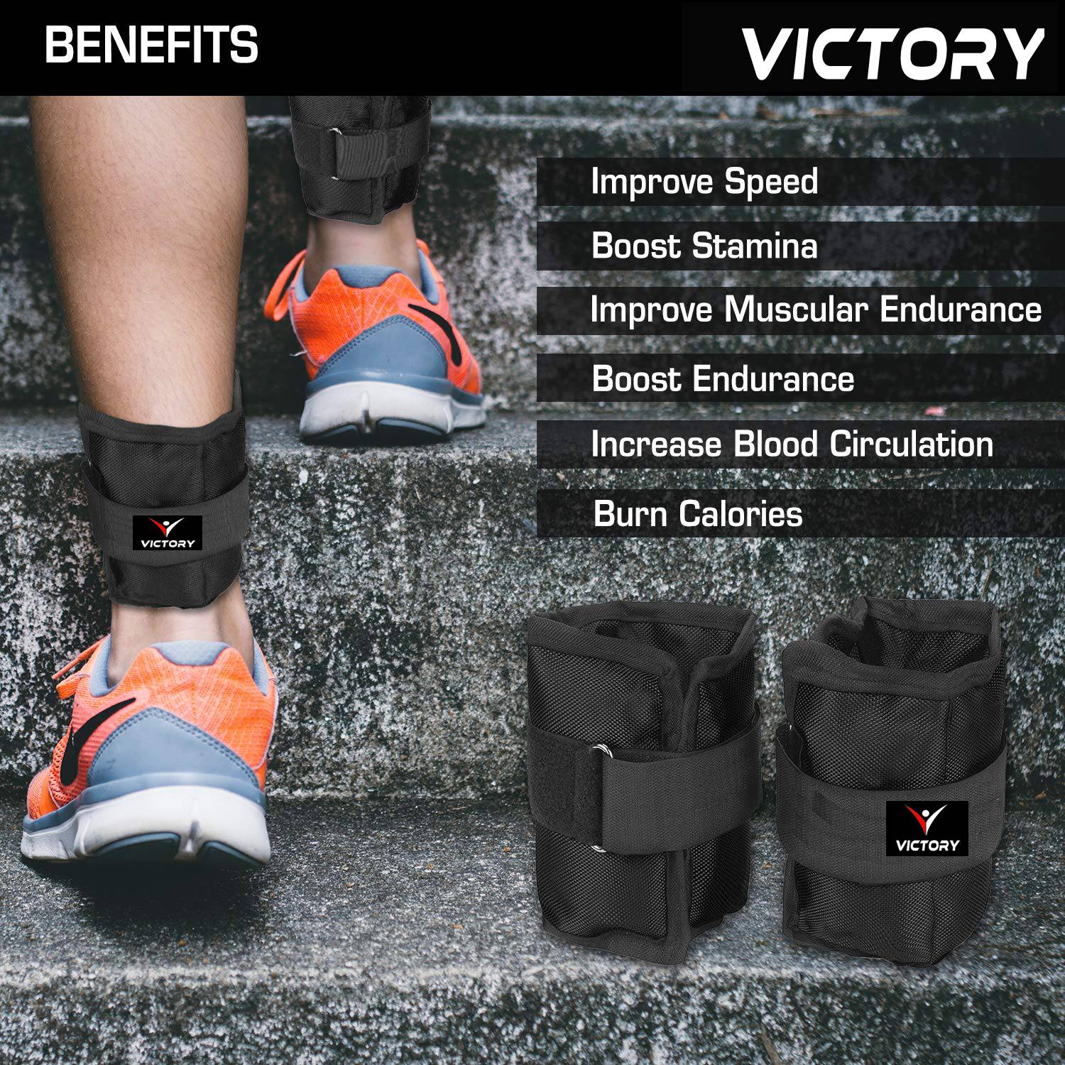 Victory Black Ankle Weights 500 gm Pair - Image 2