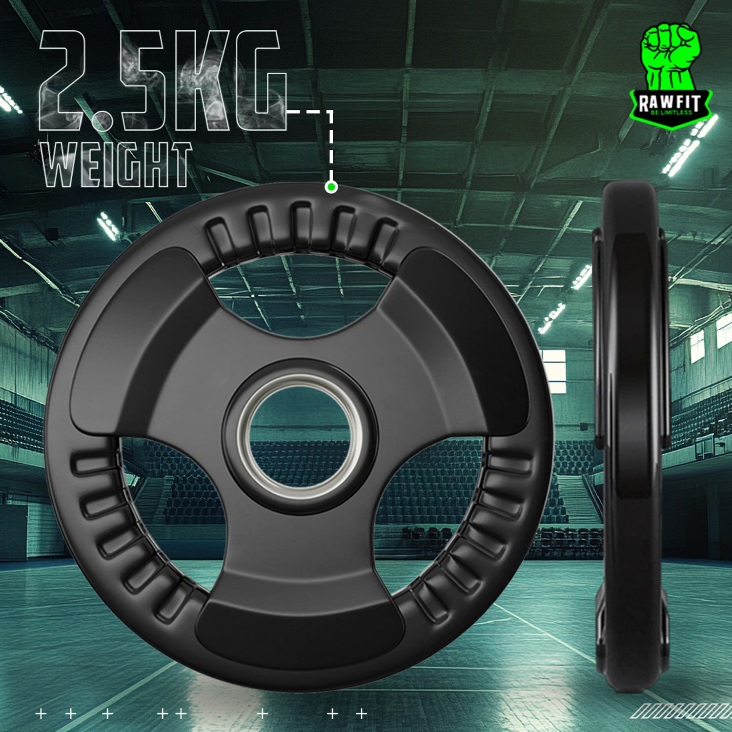 Image of RAWFIT Finger Weight Plates -2.5Kgx2 Rubber Coated for Home Gym, Dumbbells, Exercise Black Weight Plate