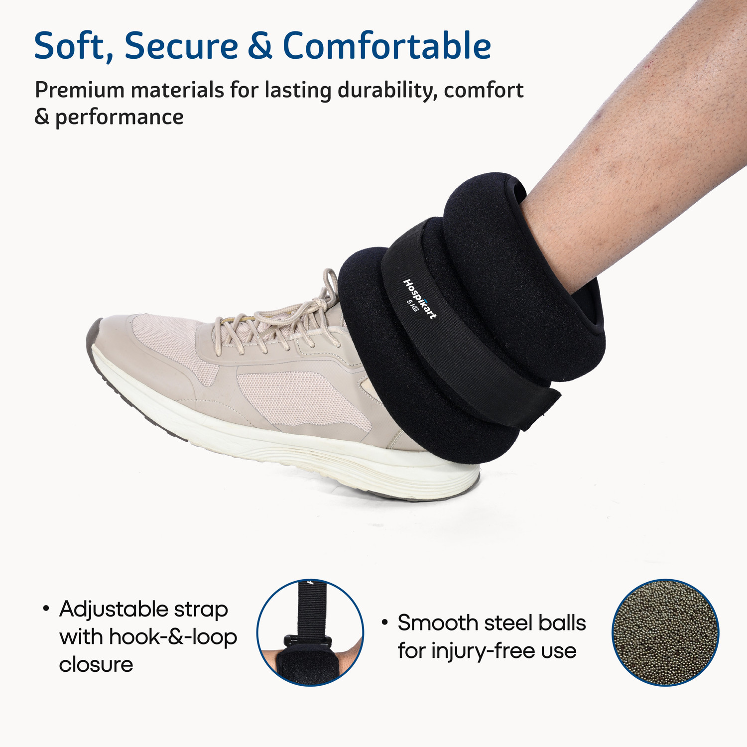 Image of HOSPIKART Weight Cuff for Strength Gain, Physiotherapy & Rehabilitation Black Ankle & Wrist Weight