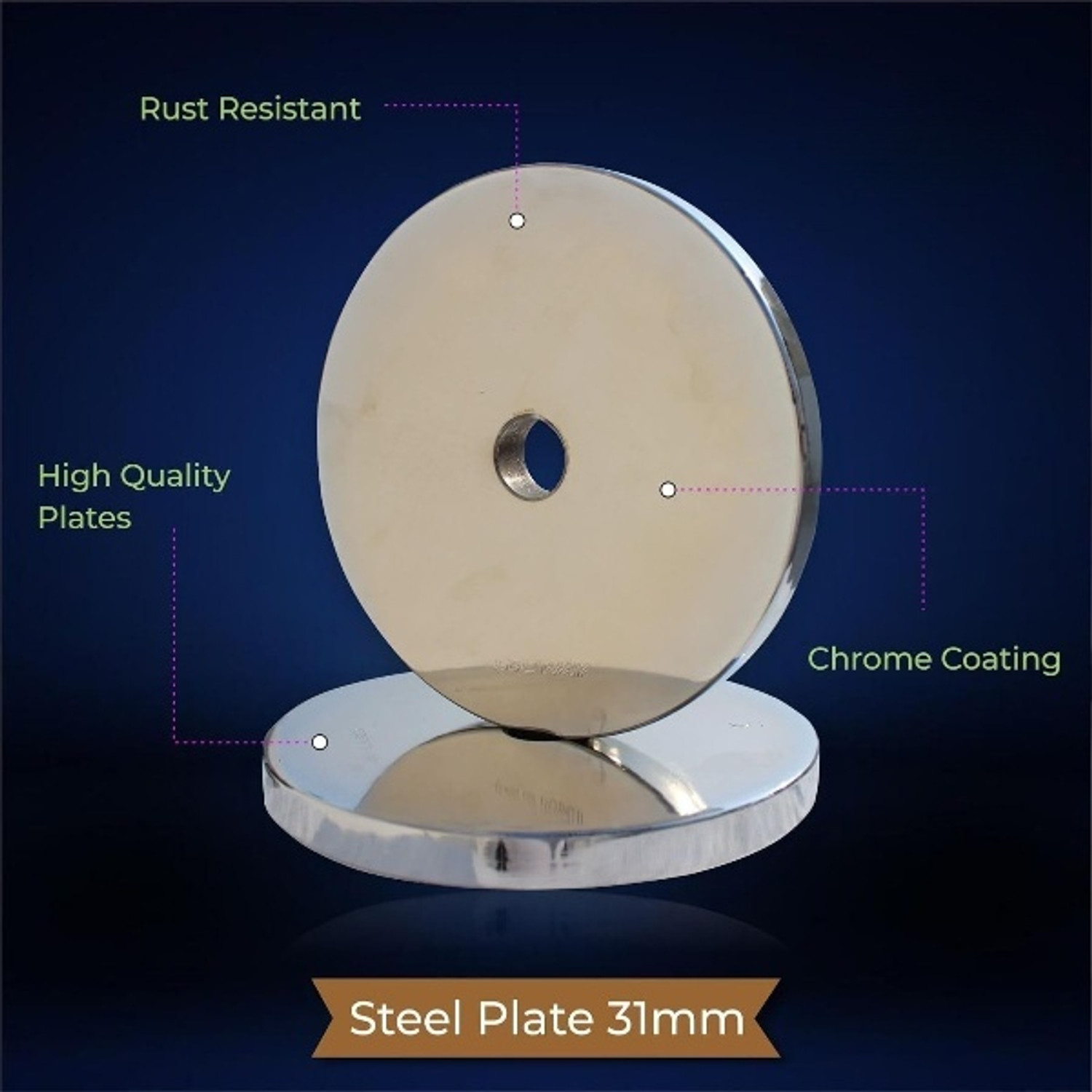 Image of YMD Pair of 1KG x 2Pc, 2KG x 2Pc Chrome Plated Steel Gym Plates, Steel Weight Plates Silver Weight Plate