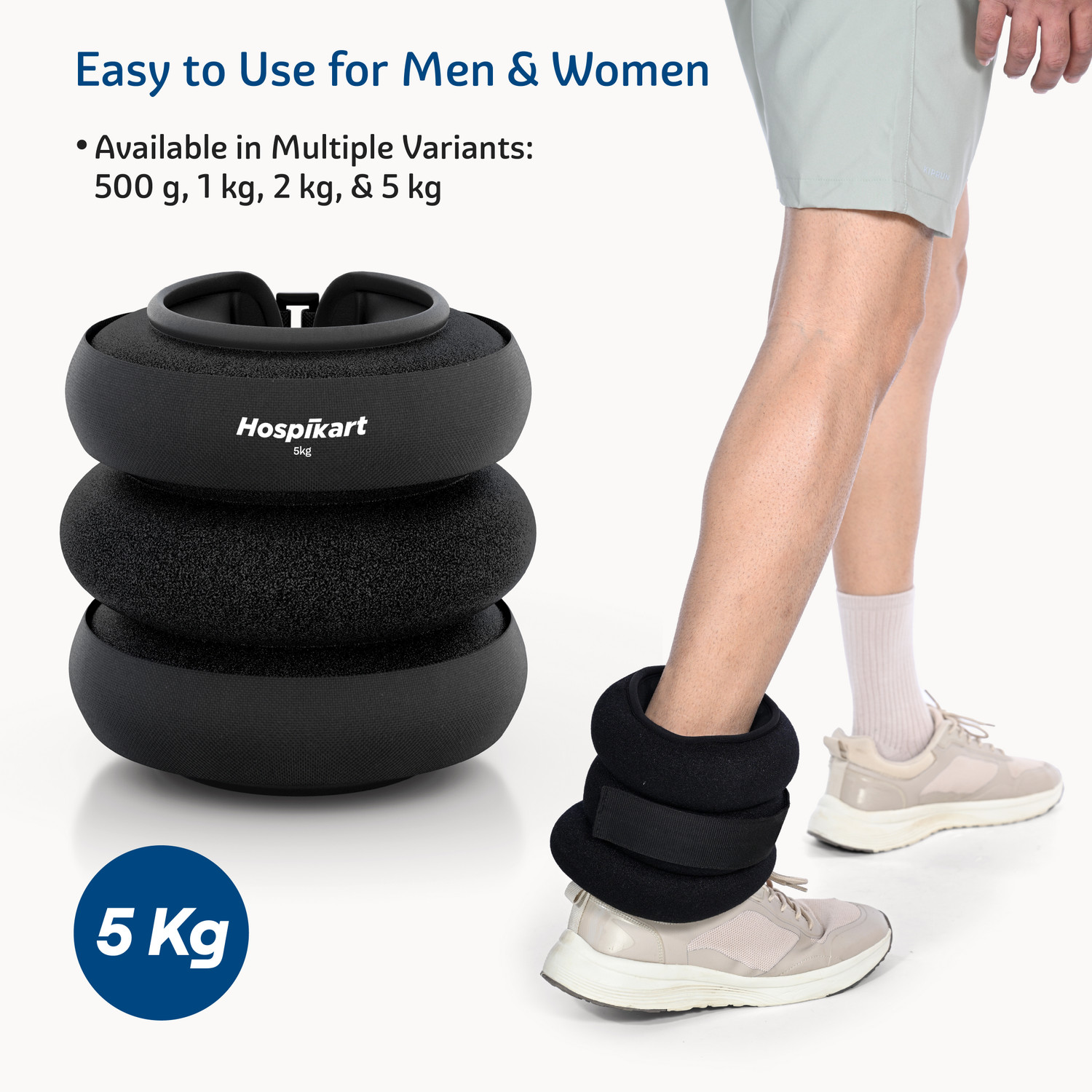 Image of HOSPIKART Weight Cuff for Strength Gain, Physiotherapy & Rehabilitation Black Ankle & Wrist Weight