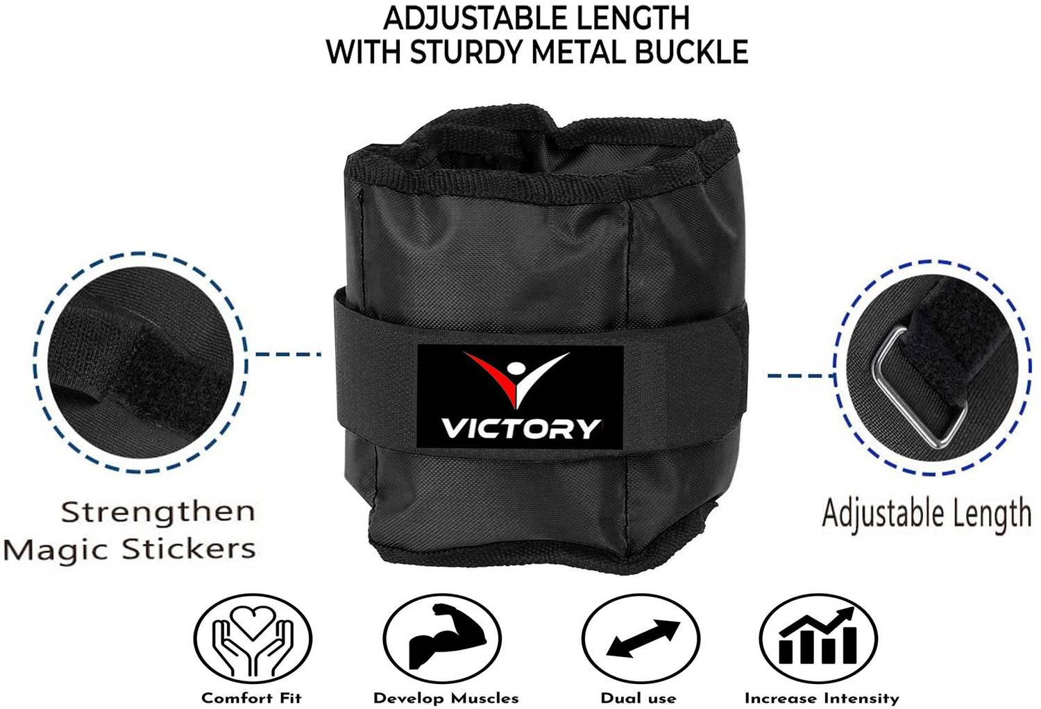 Victory 1kg X 2 Pair Black Ankle Weight - Image 5