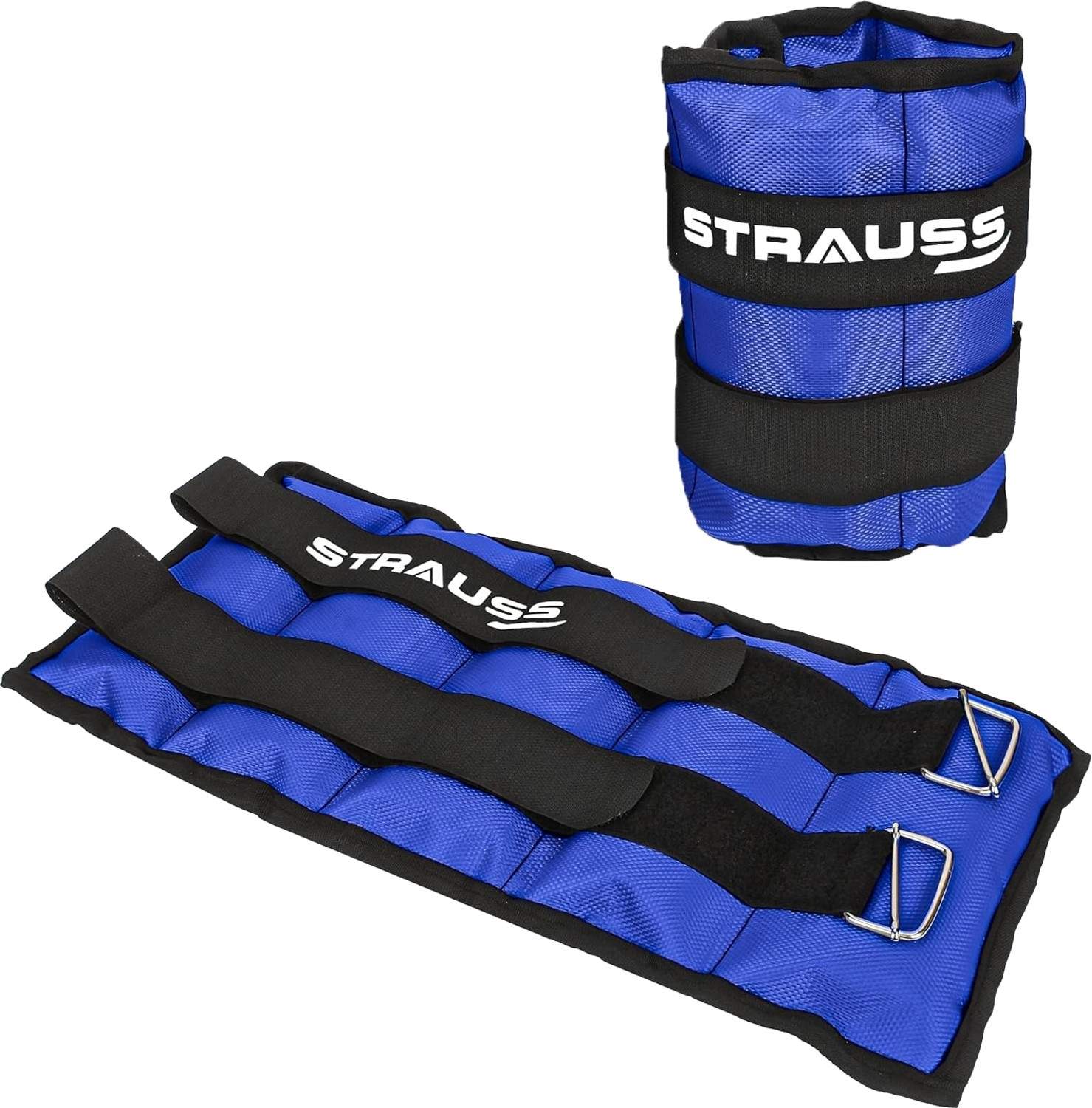 Image of Strauss (2 Kg x 2) Ankle Weight | Wrist & Leg Weights Cuff, 2Kg Each, Pair Blue Ankle & Wrist Weight