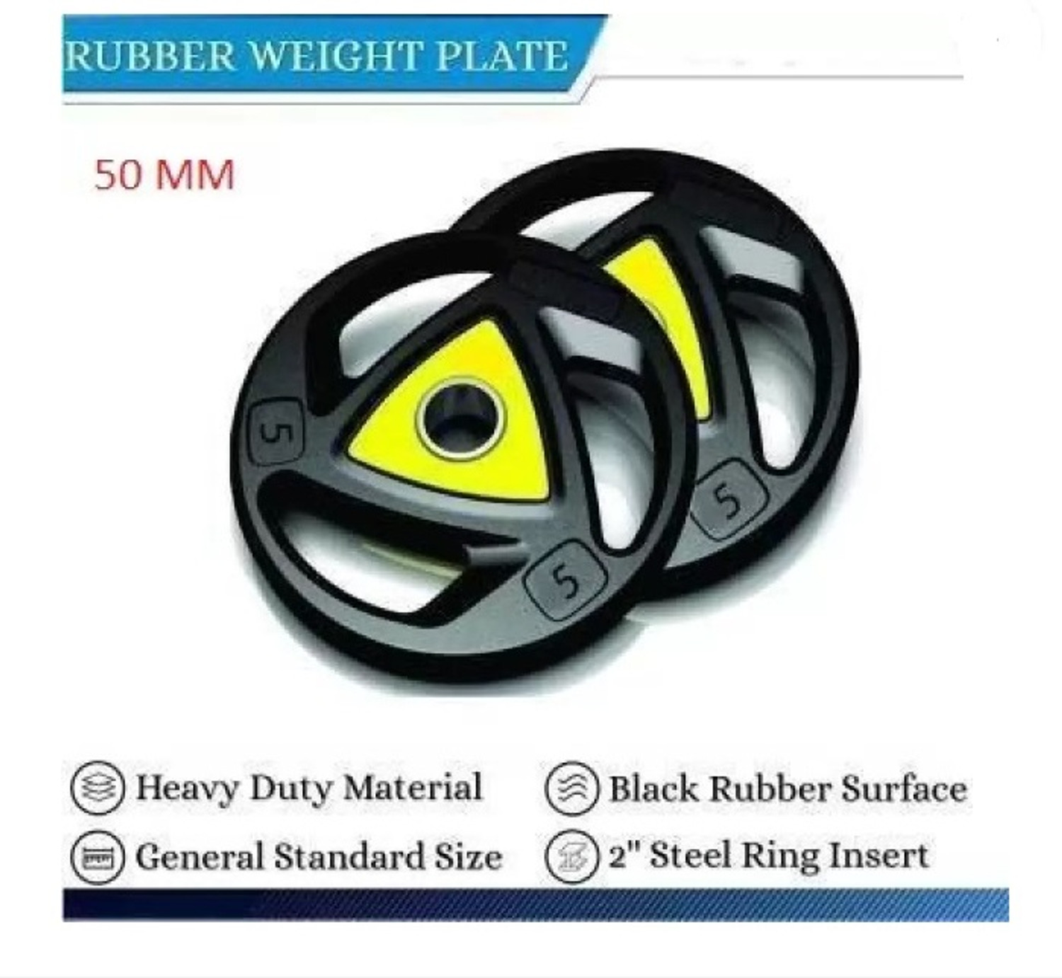 Image of Sports Era 10 kg Olympic Barbell Rubber Weight Plates 50mm Dia (5*2= 10KG) Multicolor Weight Plate