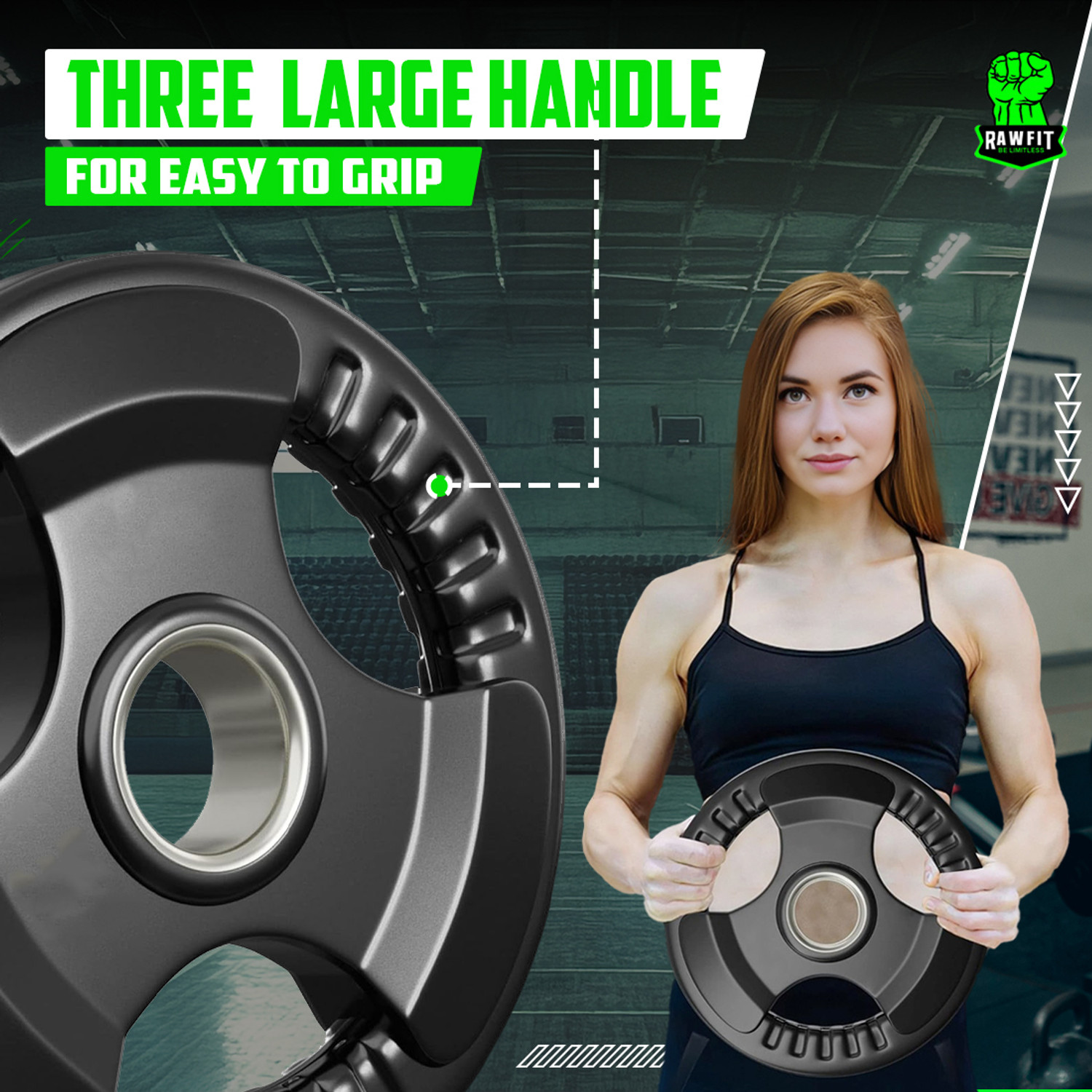 Image of RAWFIT Finger Weight Plates - 15Kgx2 Rubber Coated for Home Gym, Dumbbells, Exercise Black Weight Plate