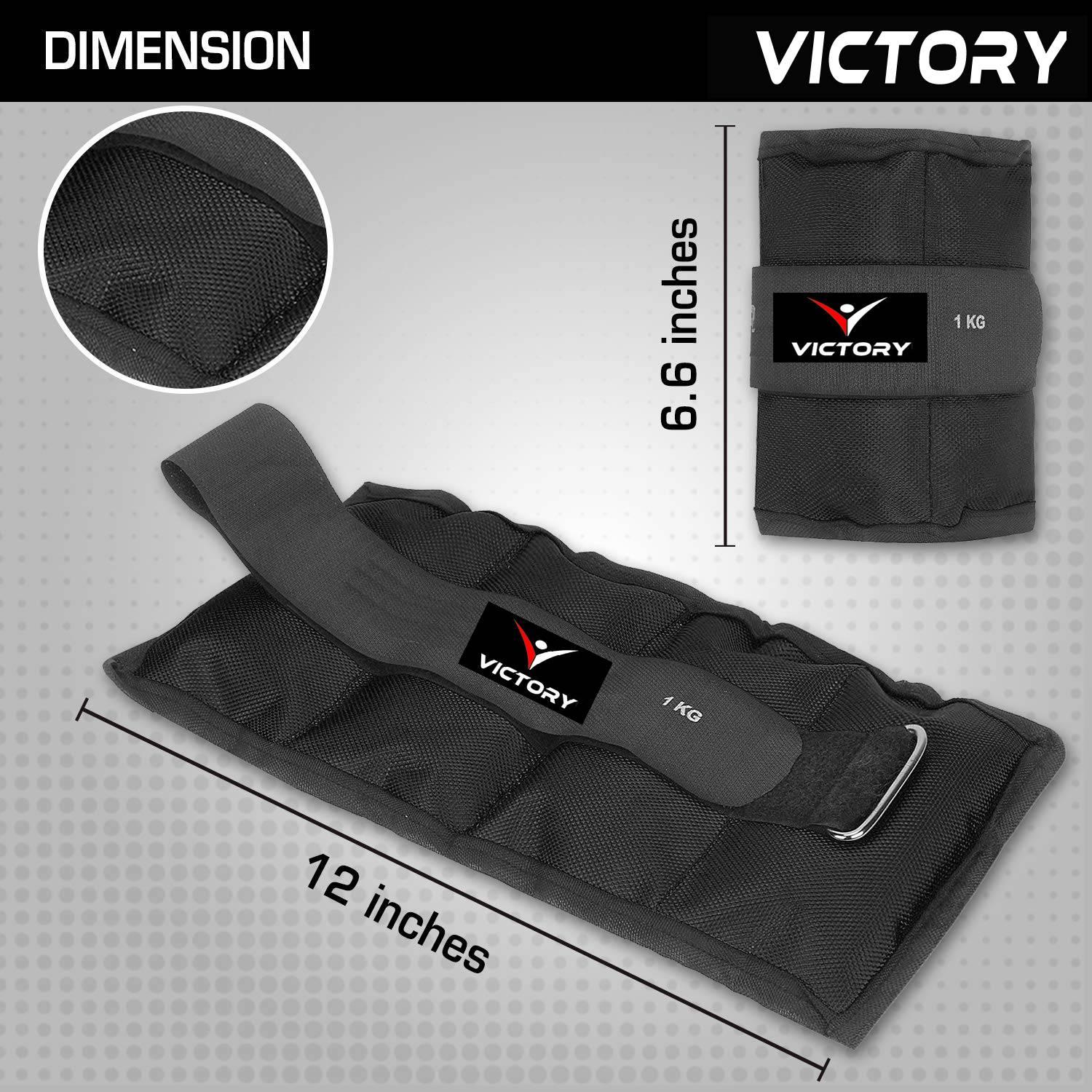 Victory 1kg X 2 Pair Black Ankle Weight - Image 4