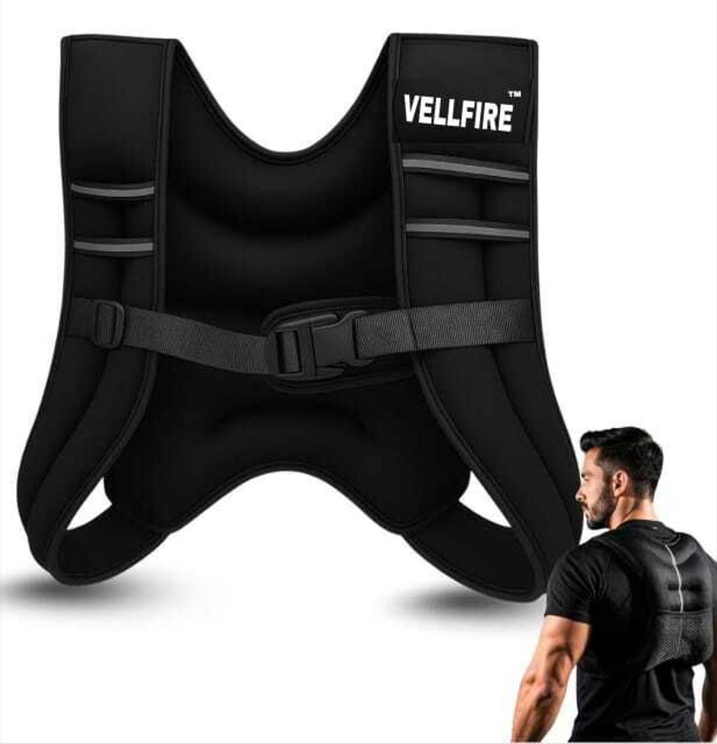 VELLFIRE Black Reflective Stripe Workout Vest
