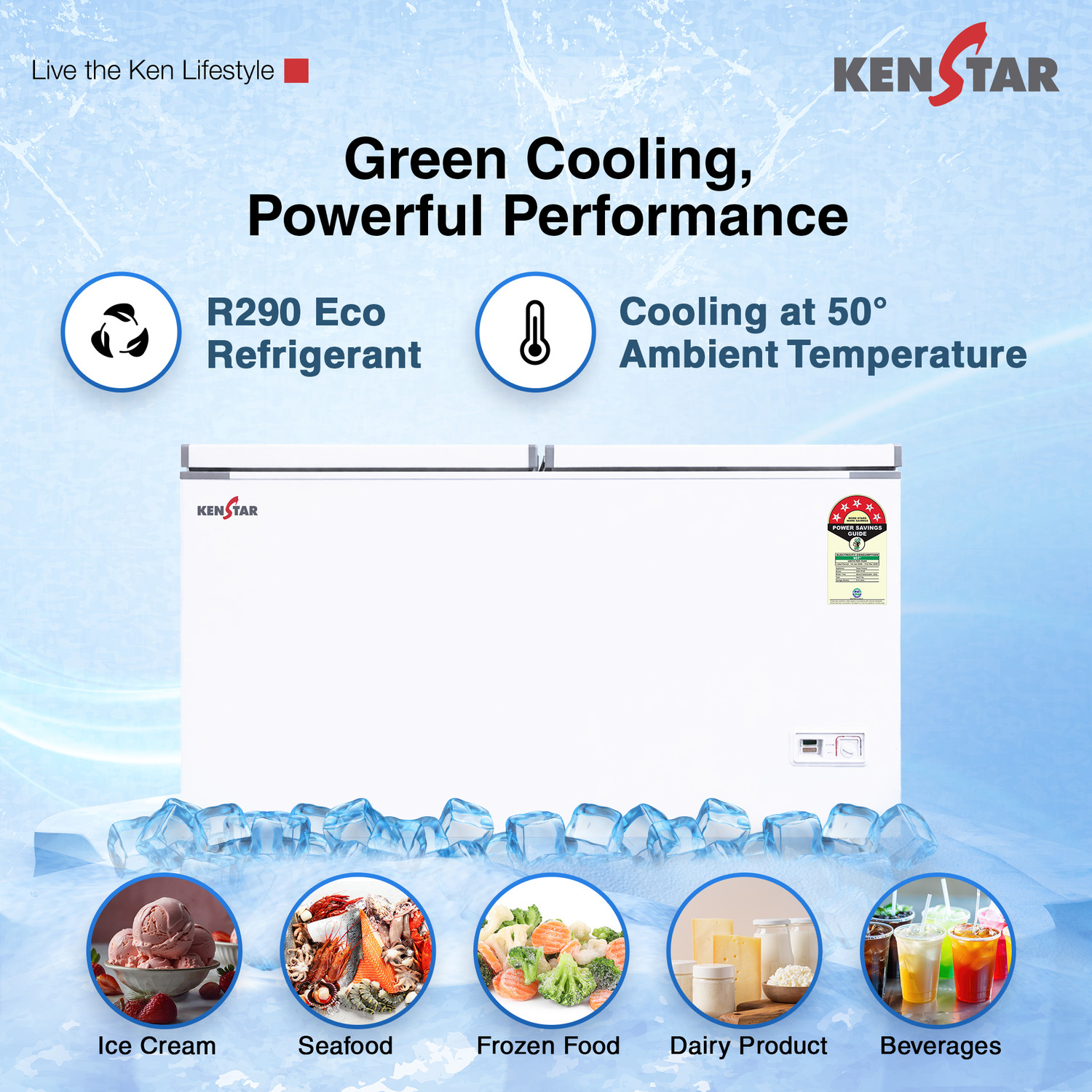 Image of Kenstar 513.0 L Double Door Standard Deep Freezer