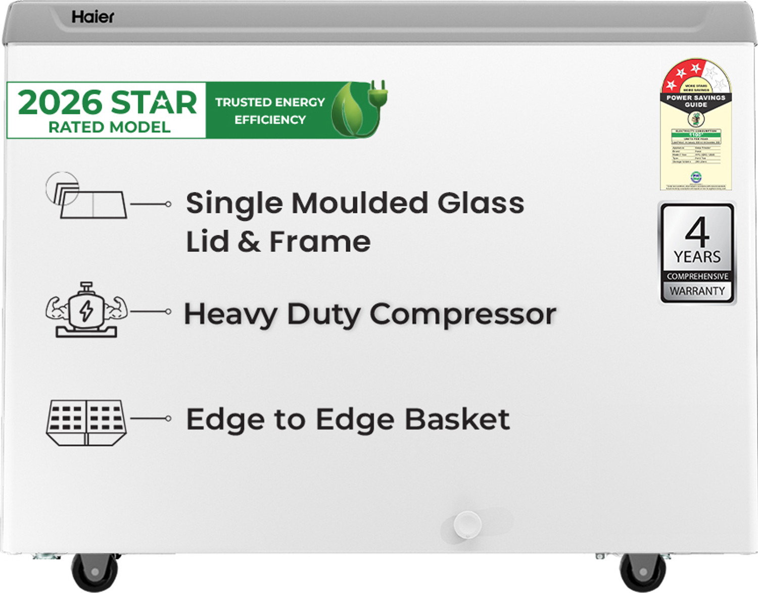 Image of Haier 295 L Double Door Glass Top Deep Freezer