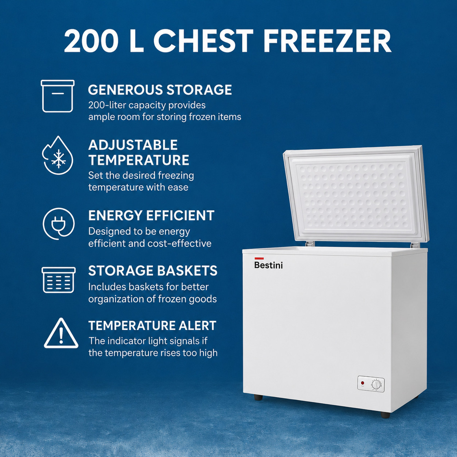 Image of Bestini 200 L Single Door Standard Deep Freezer