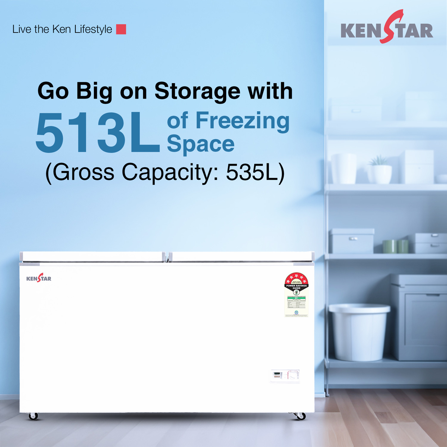 Image of Kenstar 513.0 L Double Door Standard Deep Freezer