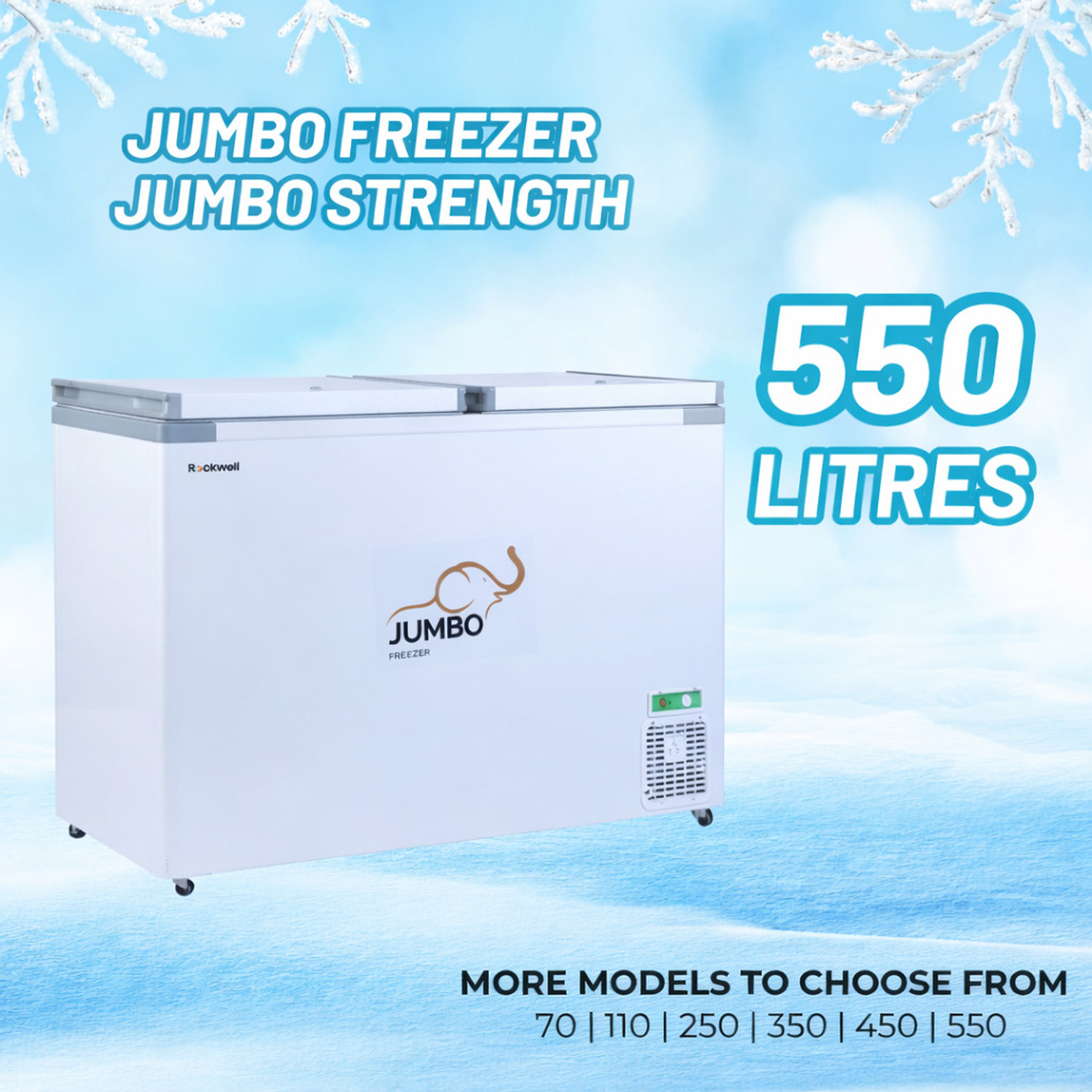 Image of Rockwell 550 L Double Door Standard Deep Freezer