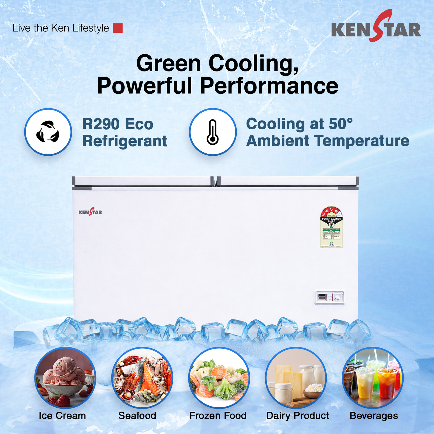 Image of Kenstar 429.0 L Double Door Standard Deep Freezer