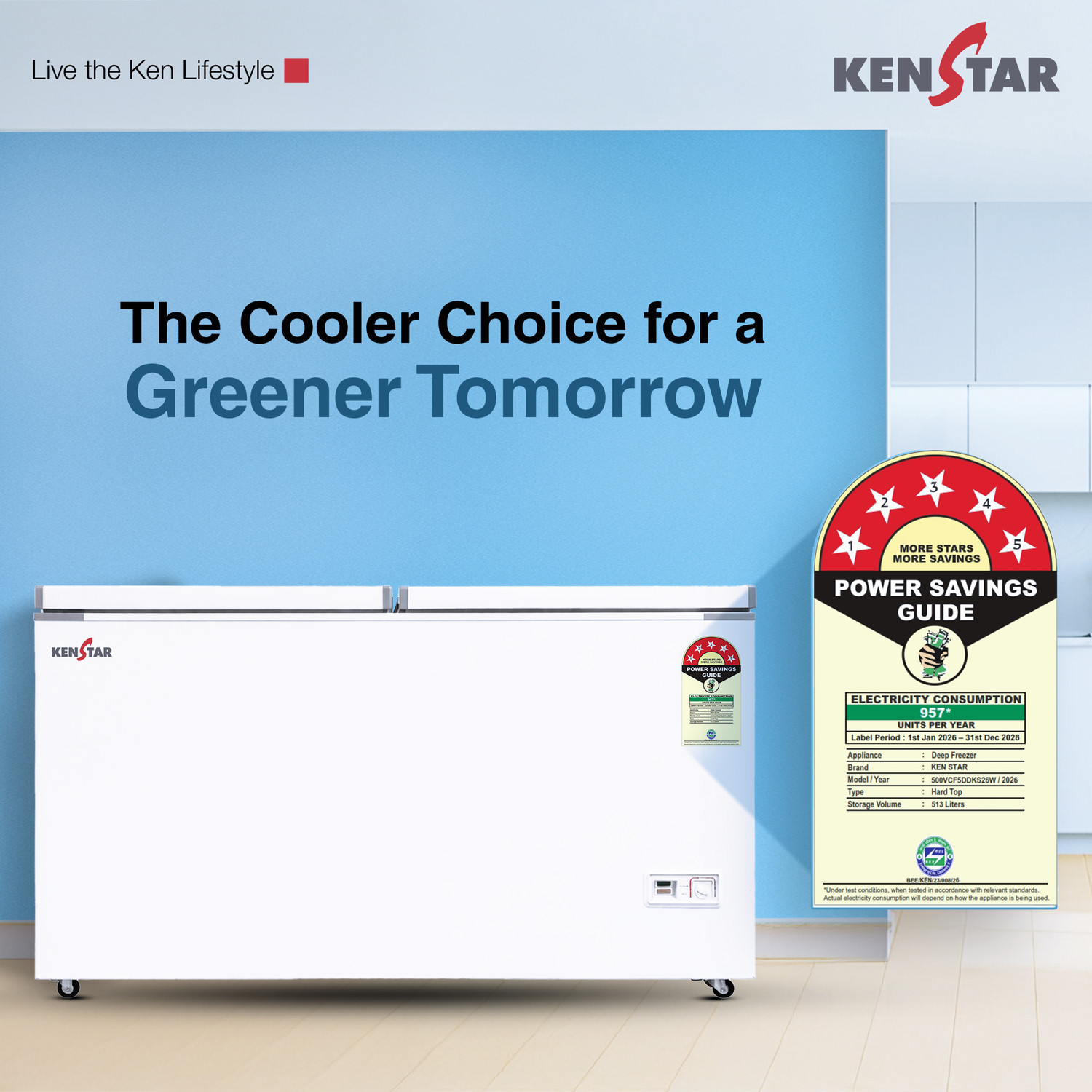 Image of Kenstar 513.0 L Double Door Standard Deep Freezer