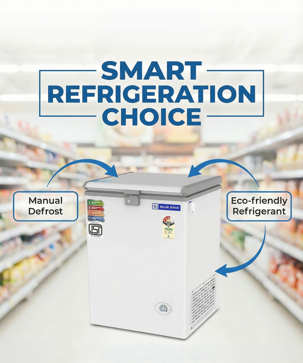 Image of Blue Star 108 L Single Door Standard Deep Freezer
