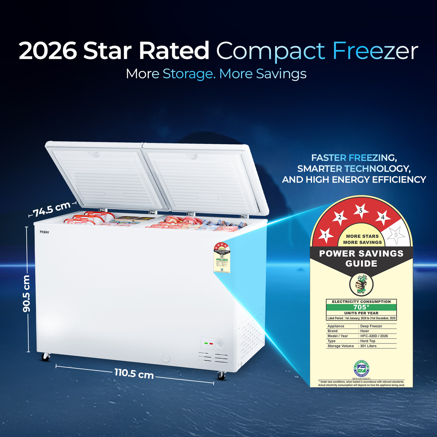 Image of Haier 310 L Double Door Standard Deep Freezer
