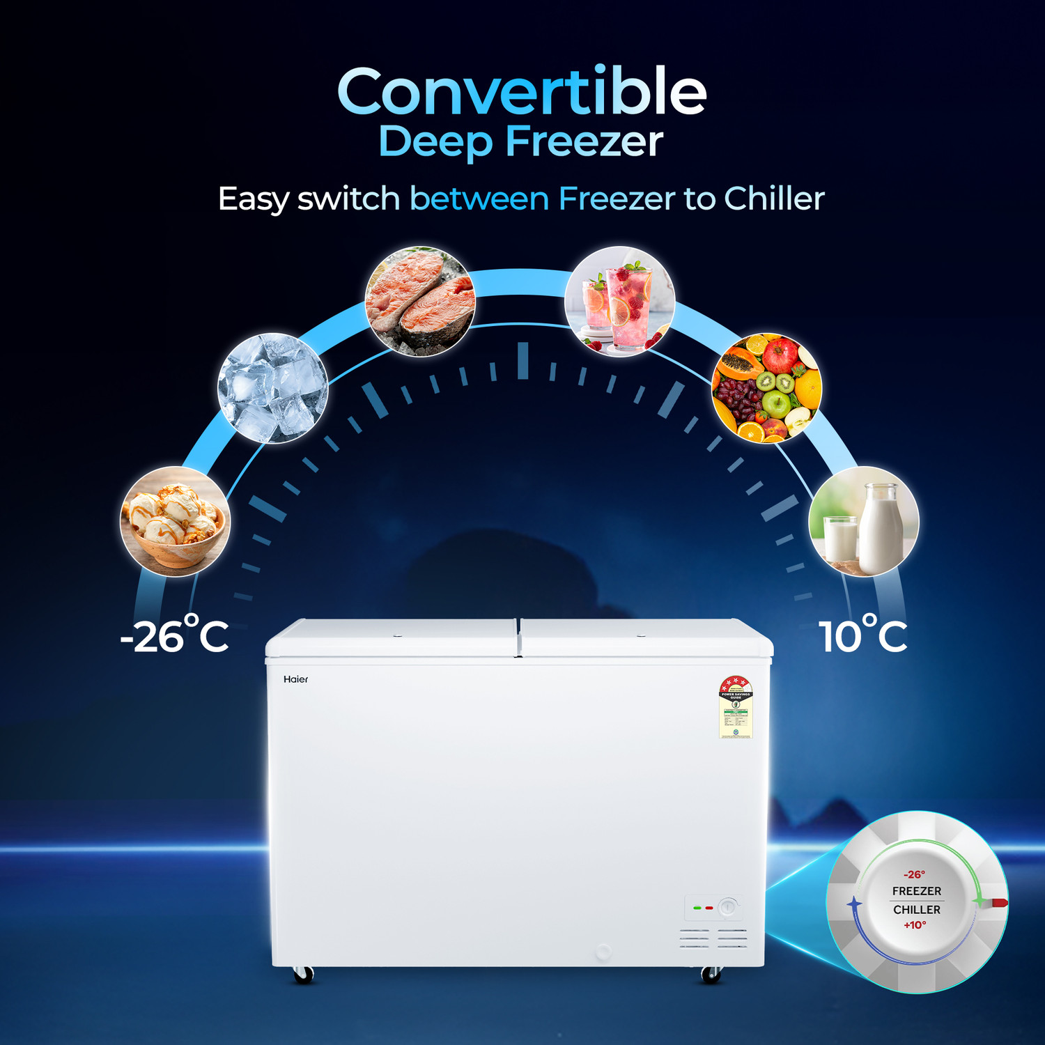 Image of Haier 310 L Double Door Standard Deep Freezer