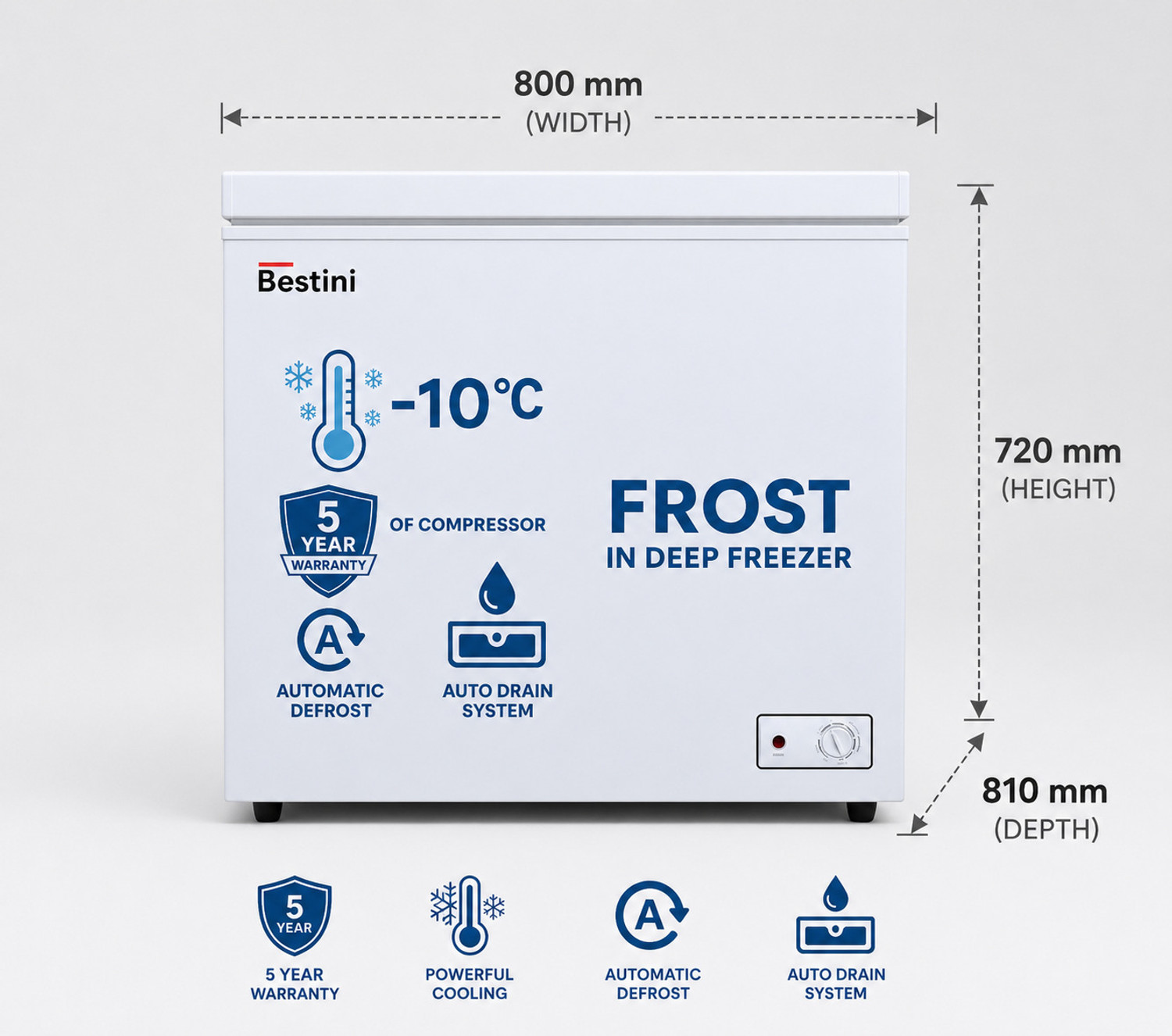 Image of Bestini 200 L Single Door Standard Deep Freezer