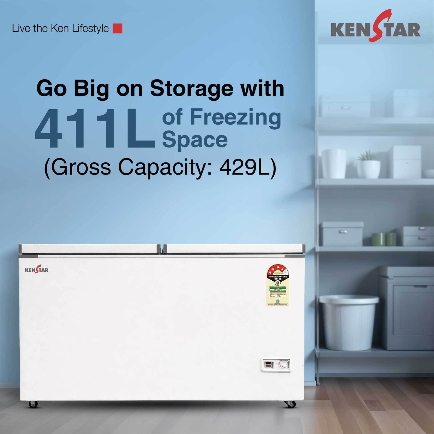 Image of Kenstar 429.0 L Double Door Standard Deep Freezer