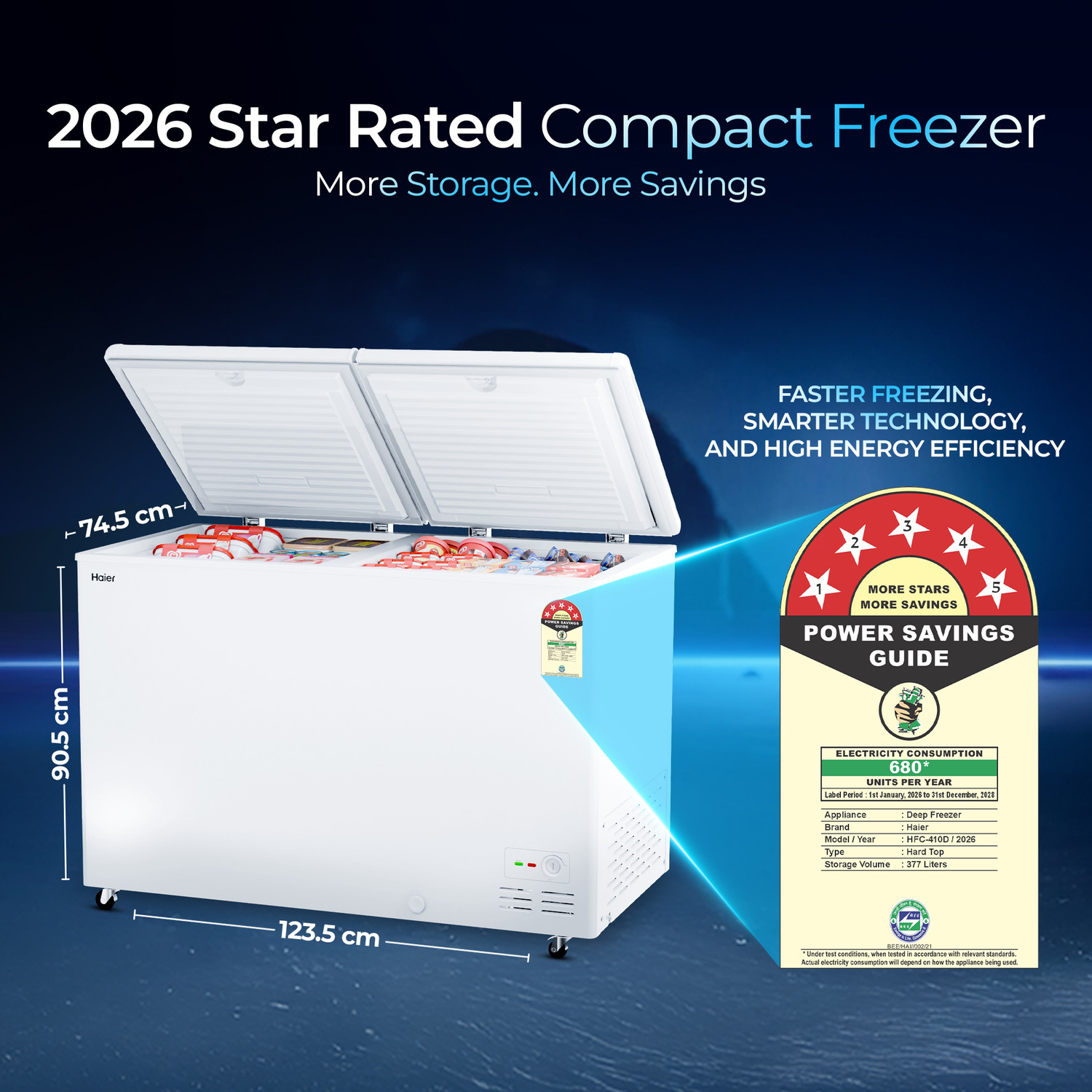 Image of Haier 383 L Double Door Standard Deep Freezer