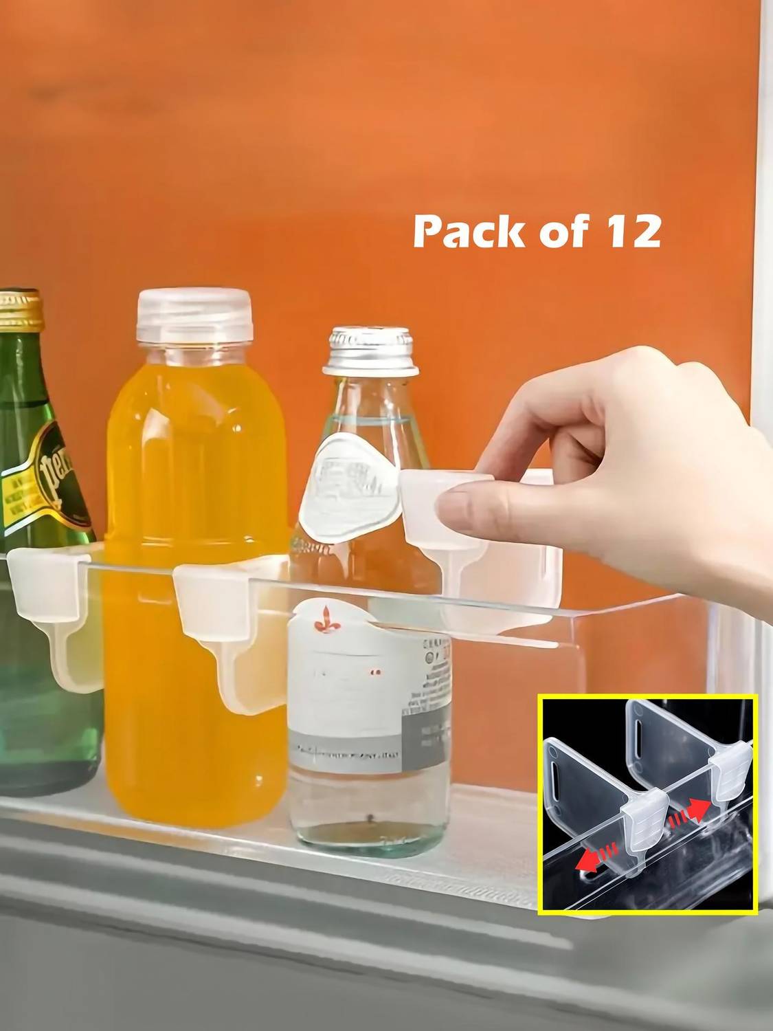 2Mech Plastic 12Pcs Refrigerator Drawer Adjustable Fridge Divider Storage Clips Fridge Door Shelf