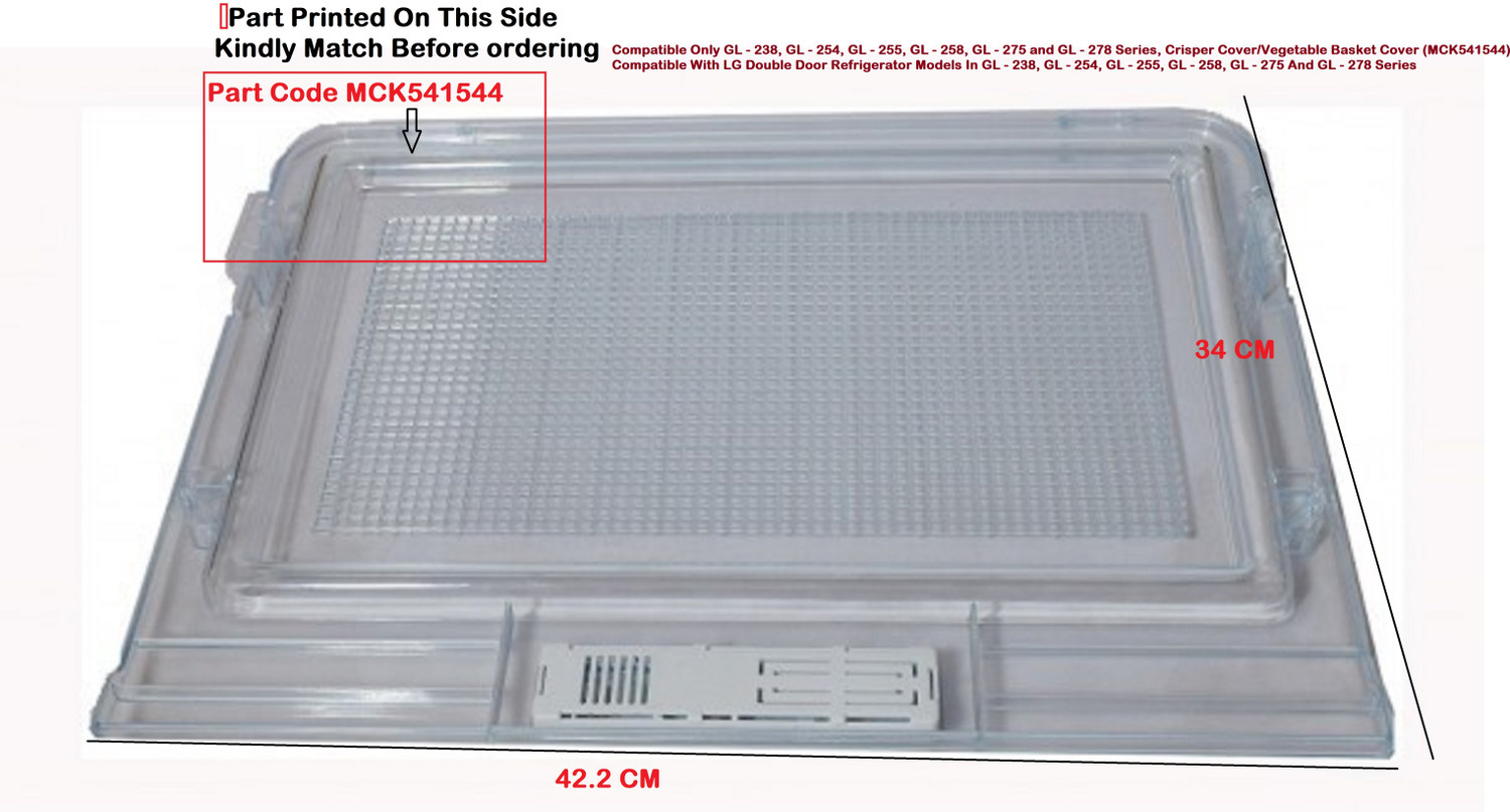 Image of Payflip Crisper / Vegetable Basket Cover MCK541544 Compatible For LG Double Door Fridge Fridge Door Shelf