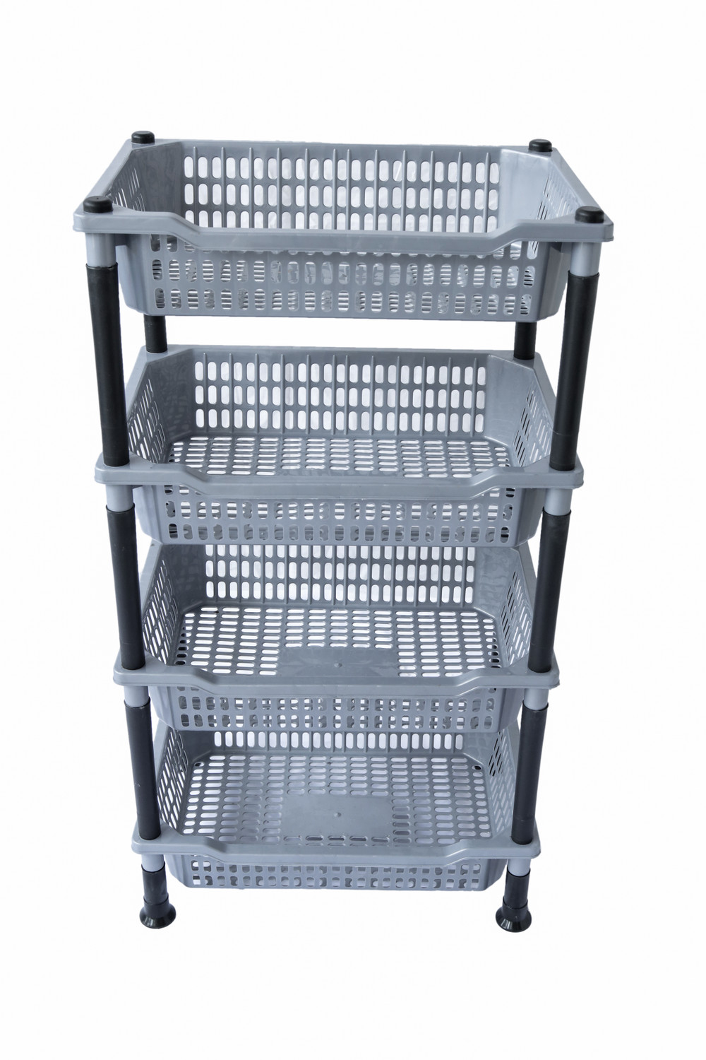 Image of DM PLUS Fruits /Vegetables Kitchen Rack Plastic 4 Tier Multipurpose Plastic Storage Rack | GREY