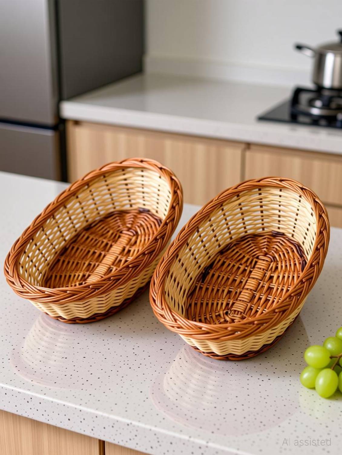 Aleena creations Bamboo Boat Shape Flower/Fruit/Gift Hamper/Chocolate/Kitchen Baskets, 7x5 in, Storage Basket