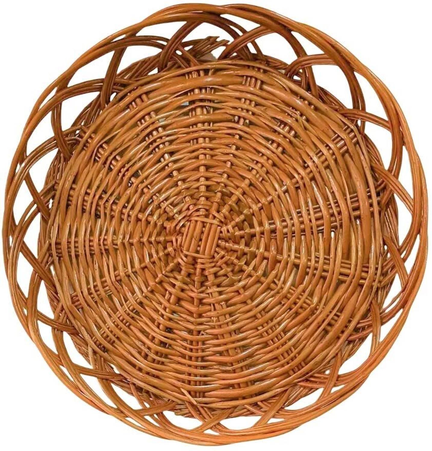 Aleena creations Round Jali Flower/Gift Hamper/Storage Kitchen Baskets Multiuse, 14*14*3 in, Bamboo Fruit & Vegetable Basket