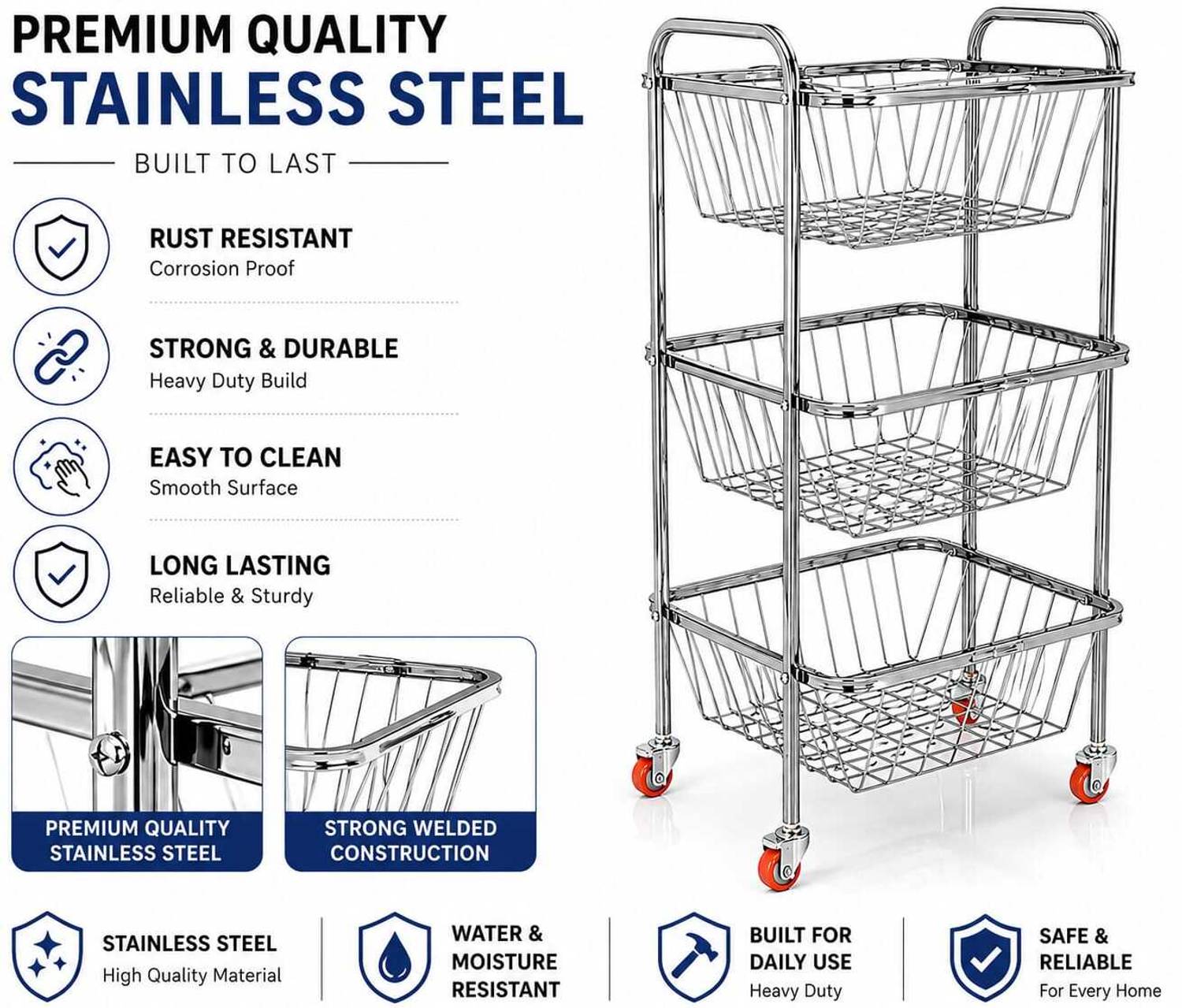 APEX Stainless Steel Fruit & Vegetable Basket - Image 4