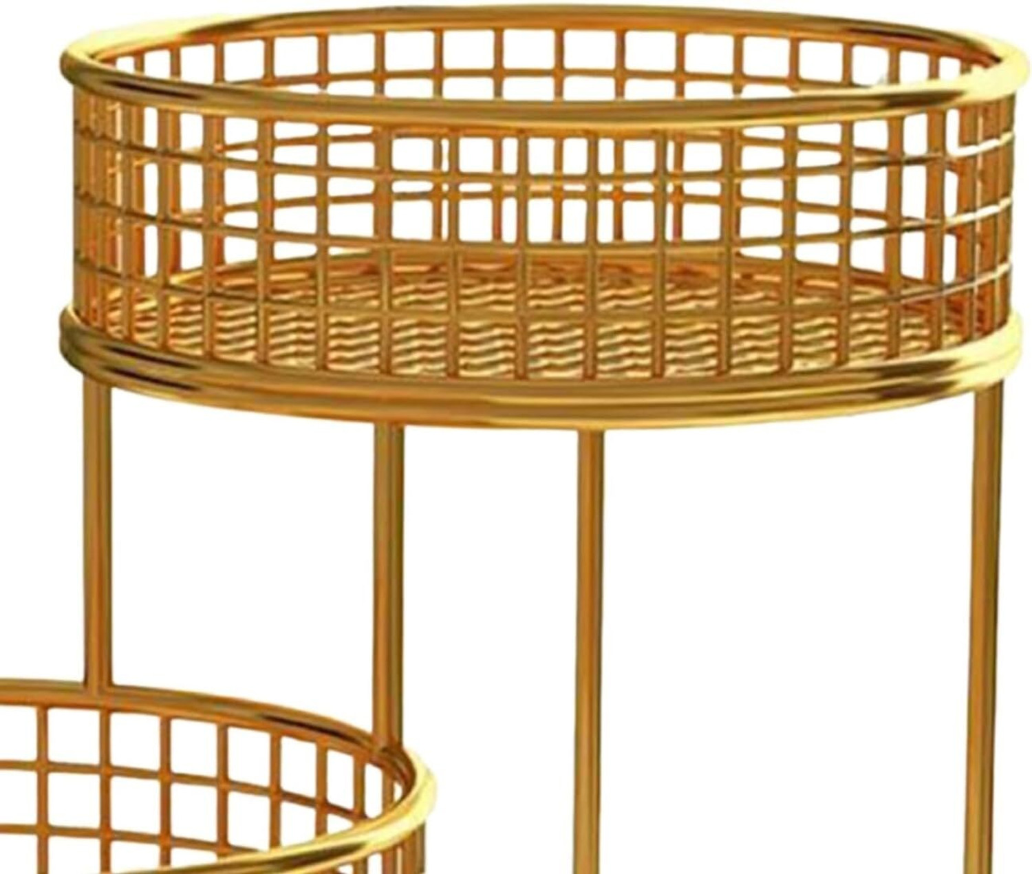 Image of GRADIENT ART 3-Tier Gold Metal Fruit & Vegetable Basket Stand Iron Fruit & Vegetable Basket
